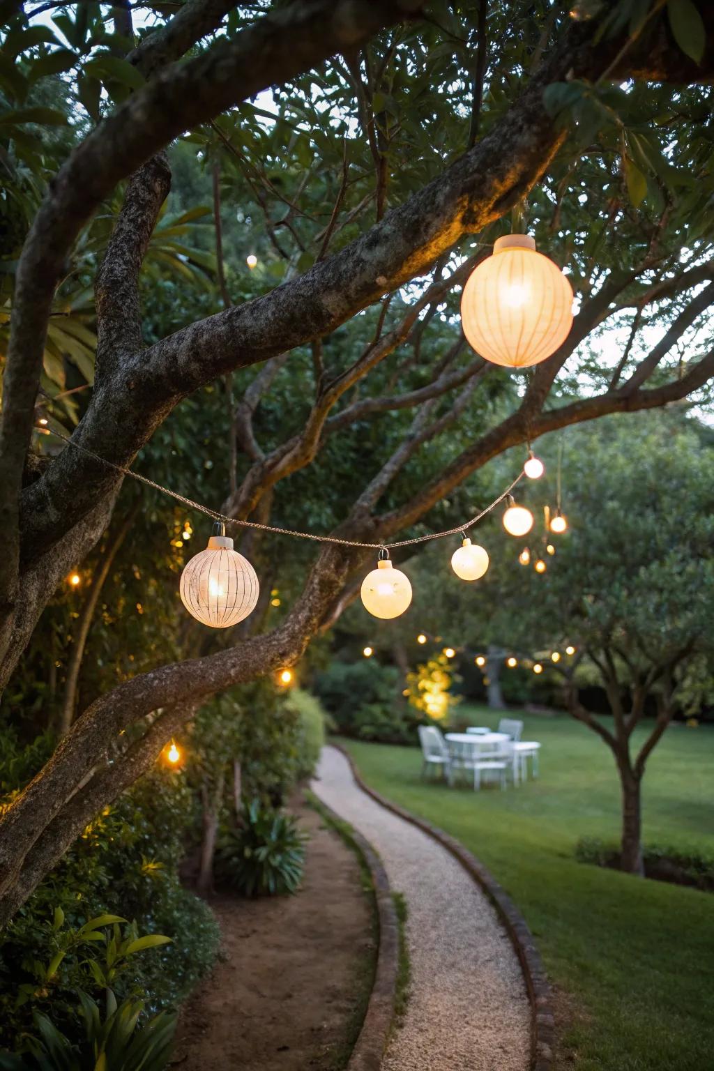 Bring a hint of magic with suspended sphere lights.