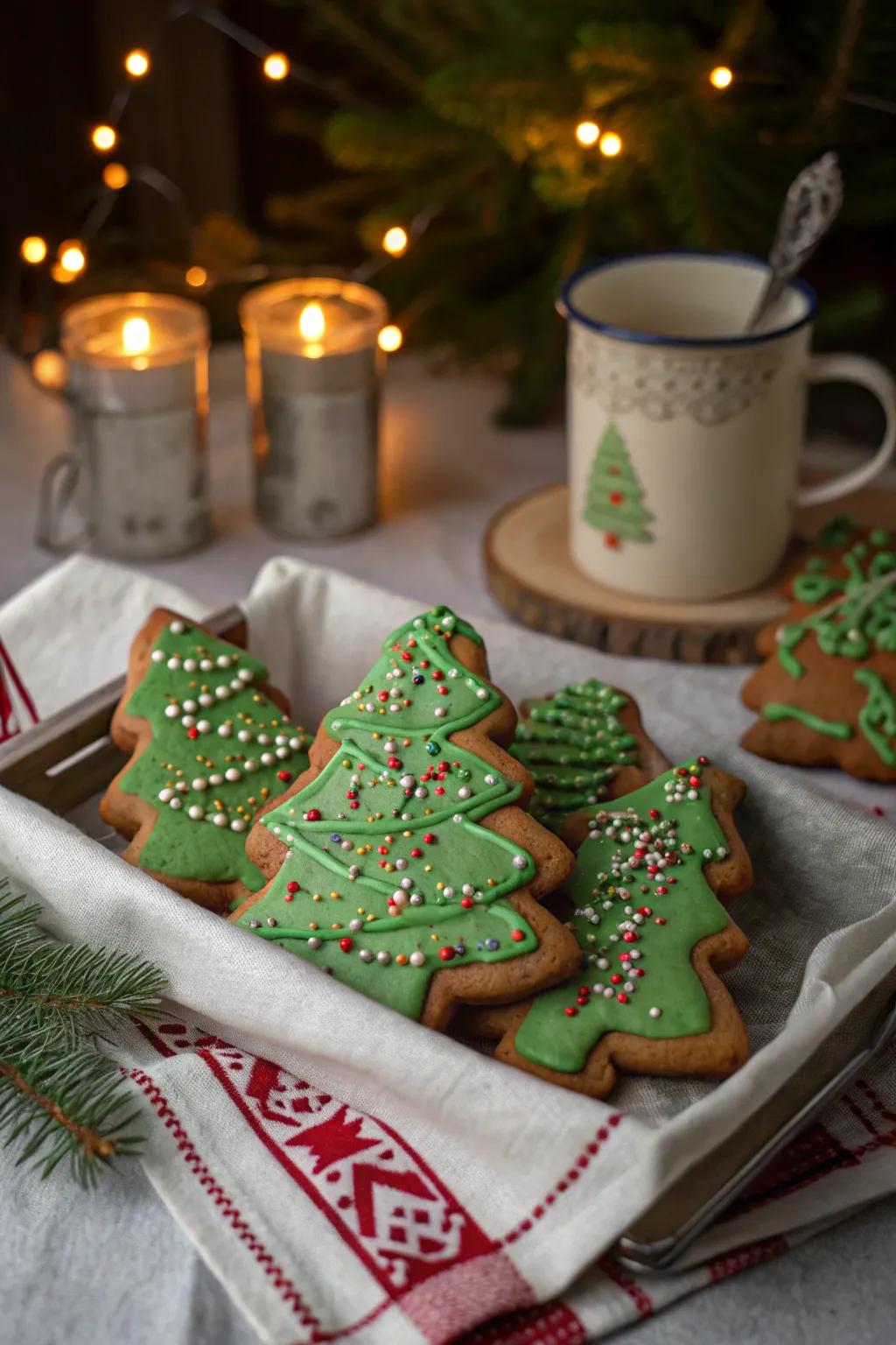 A forest of joyful gingerbread trees.