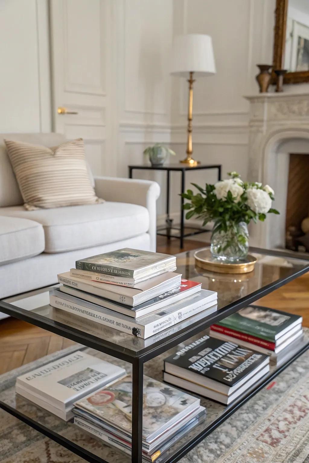 Books and periodicals introduce a sophisticated and fashionable element to any surface.