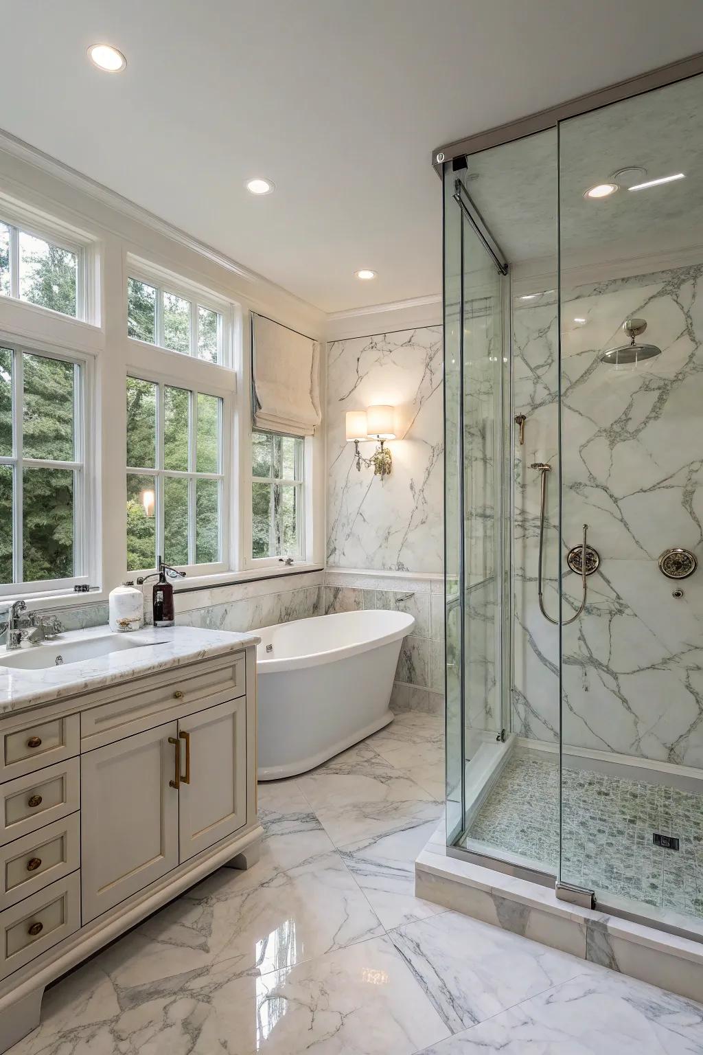 Marble and glass team up for a luxurious touch.