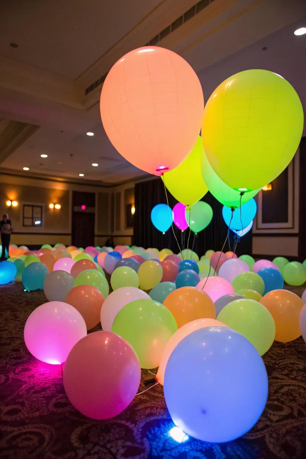 Luminescent balloons contribute a burst of fun and color to your radiant celebration.