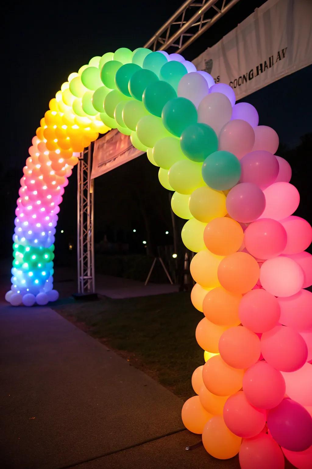 Make a statement with a neon balloon arch.