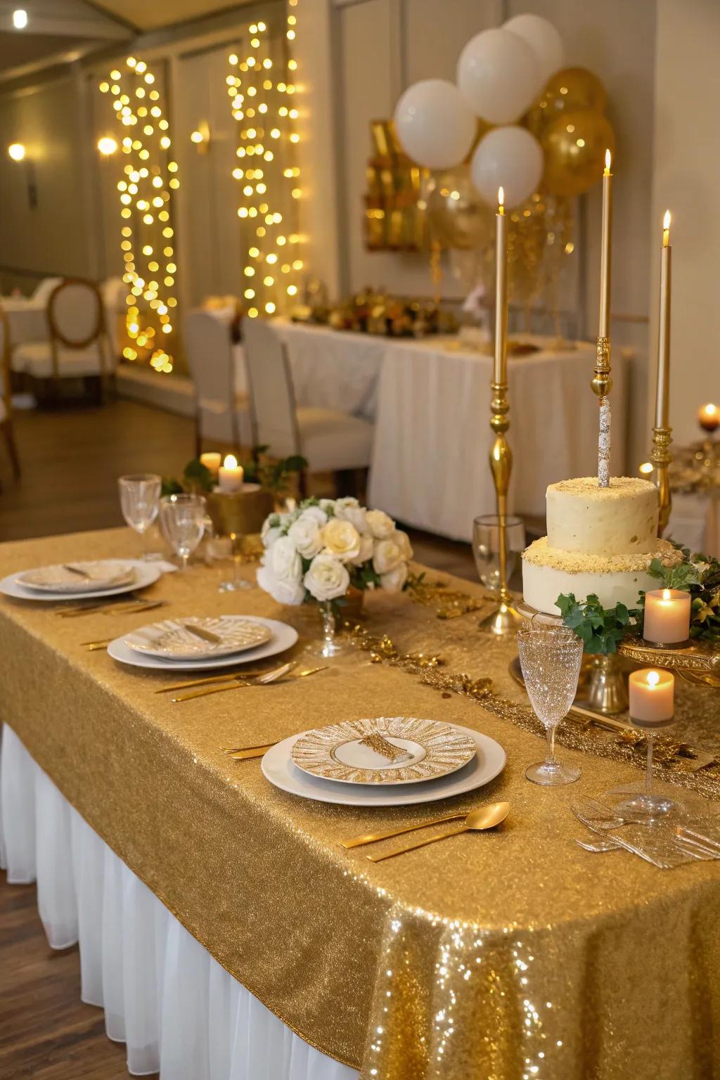 Elegant gold table settings for a luxurious dining experience.