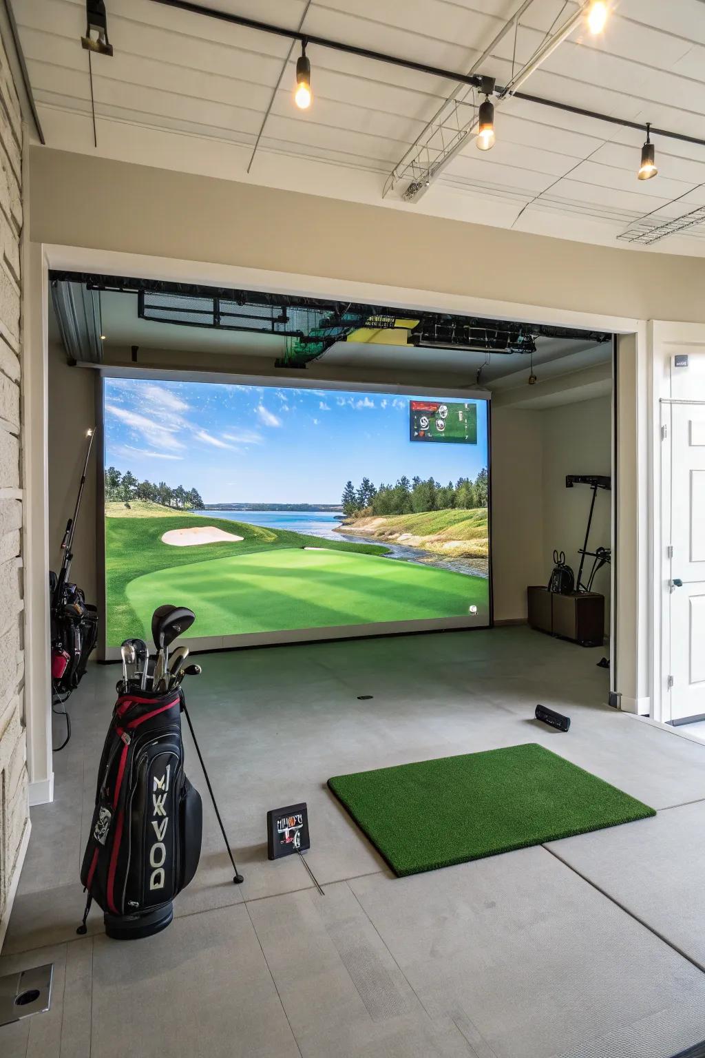 An impact screen turns your garage into a golf course.