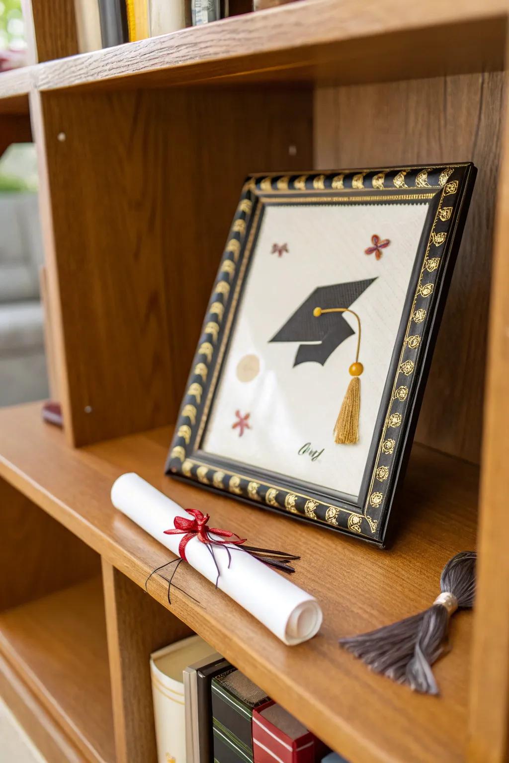 Graduation emblems add classic elegance to your display.
