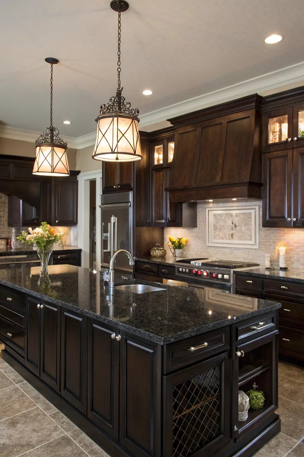 Midnight granite introduces an element of drama and class.