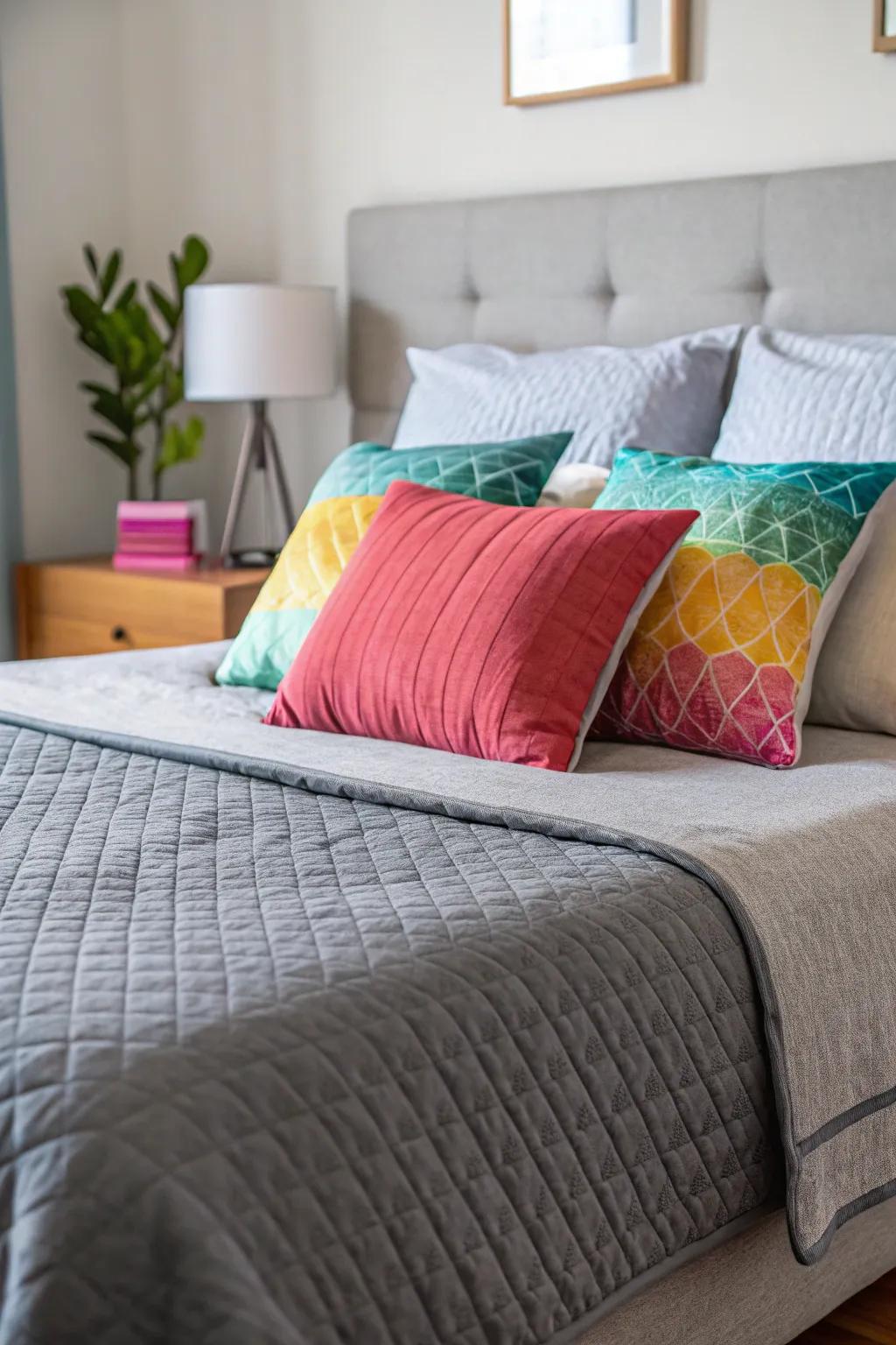 Bedding with dimension establishes a warm and welcoming atmosphere.