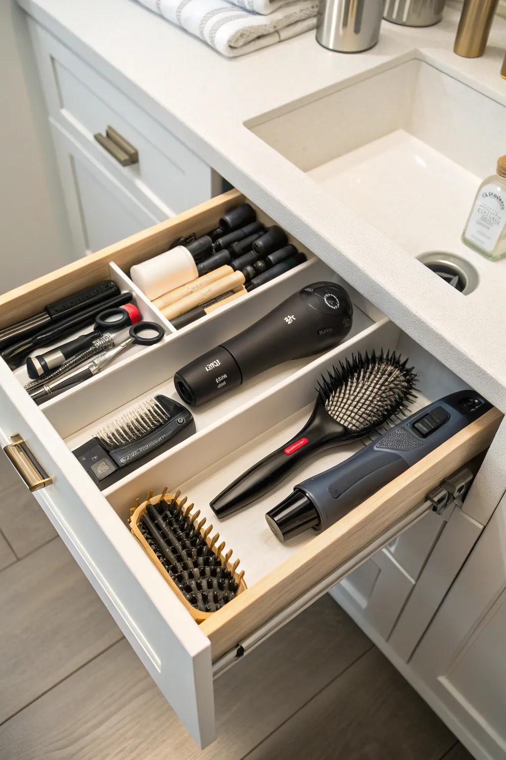 Custom drawer organizers designed for an orderly bathroom.