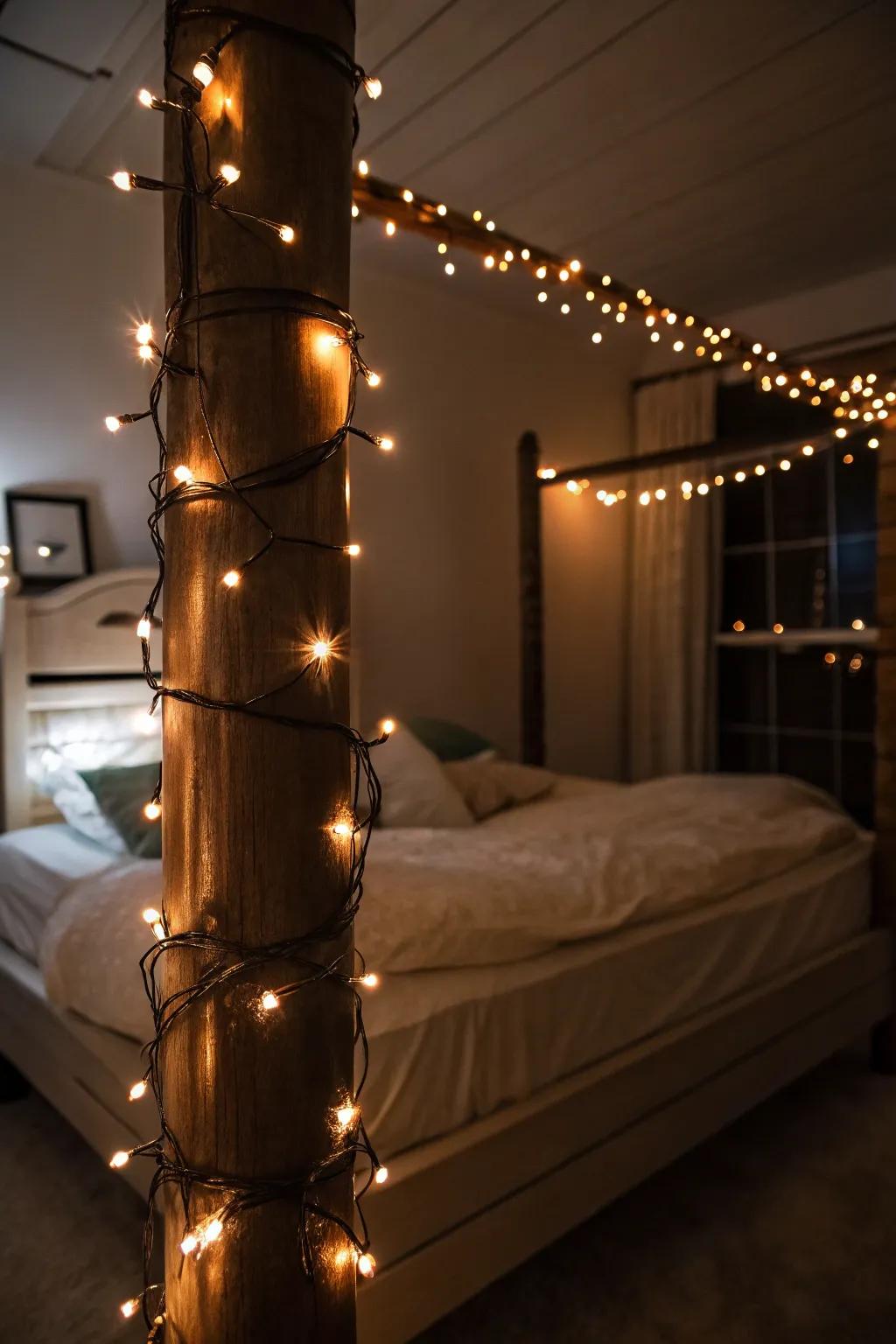 Fairy lights emit a captivating glow ideal for Halloween evenings.