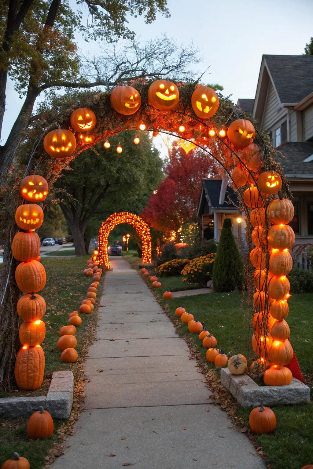 Welcome visitors with a stunning gourd gateway that defines the cheerful ambiance.