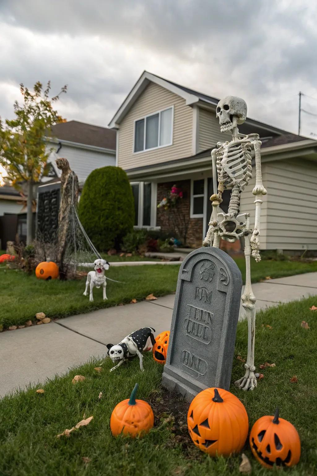 Give your graveyard life by creatively arranging skeletons.