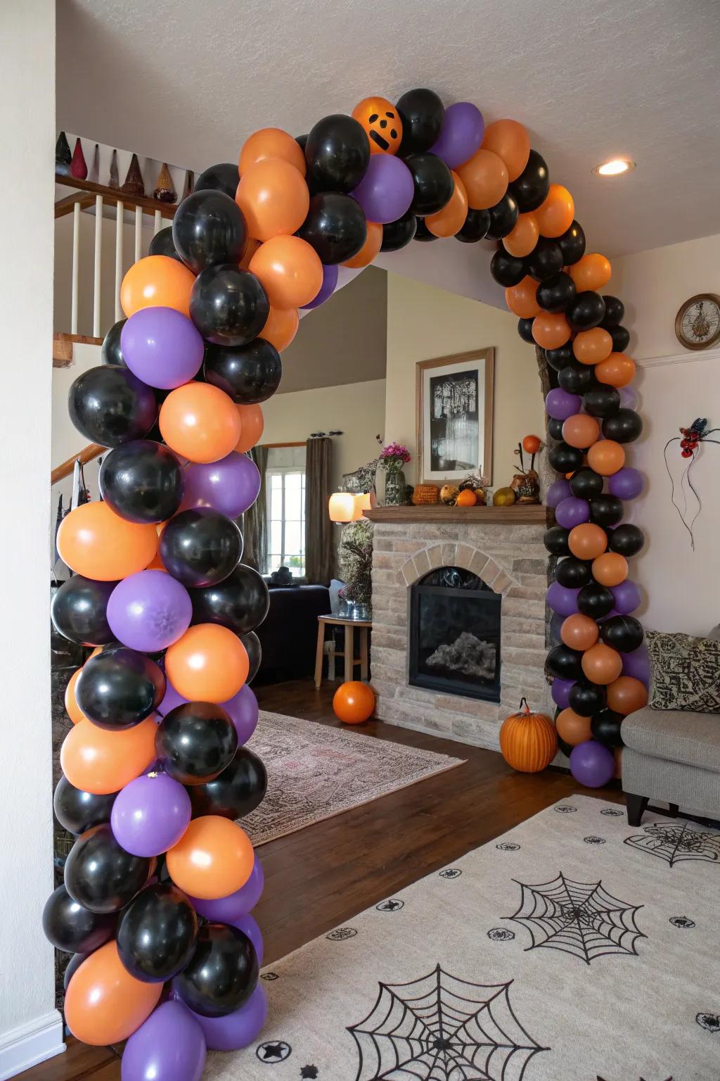 Balloon gateways contribute a playful and vibrant element.