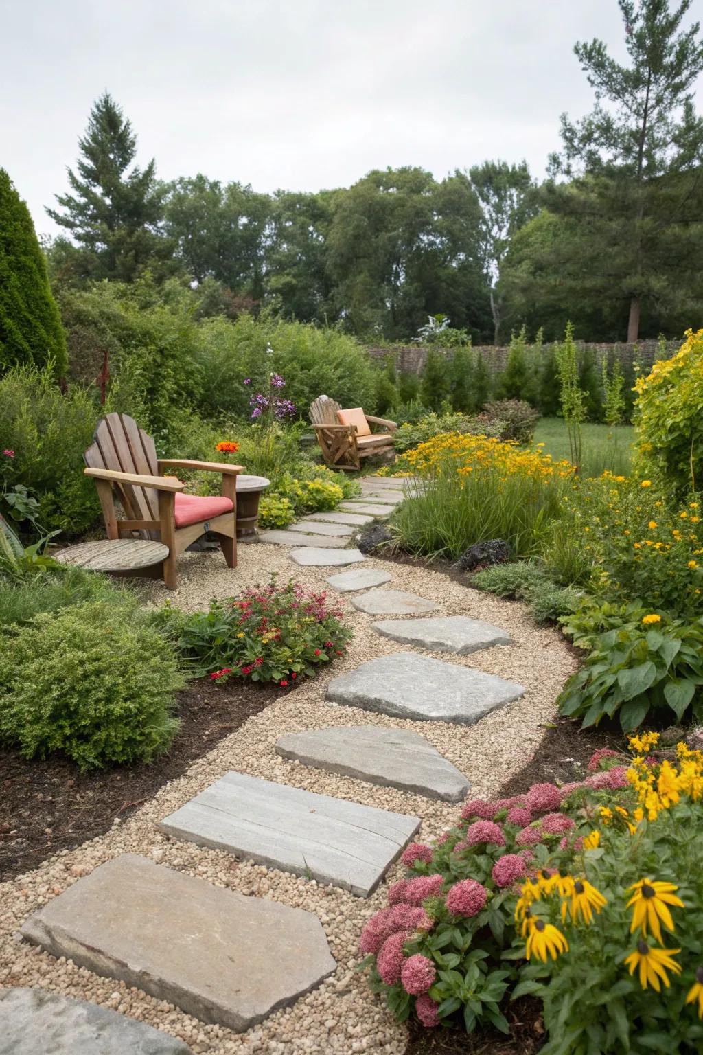 Stepping stones provide a whimsical and functional route through your garden.