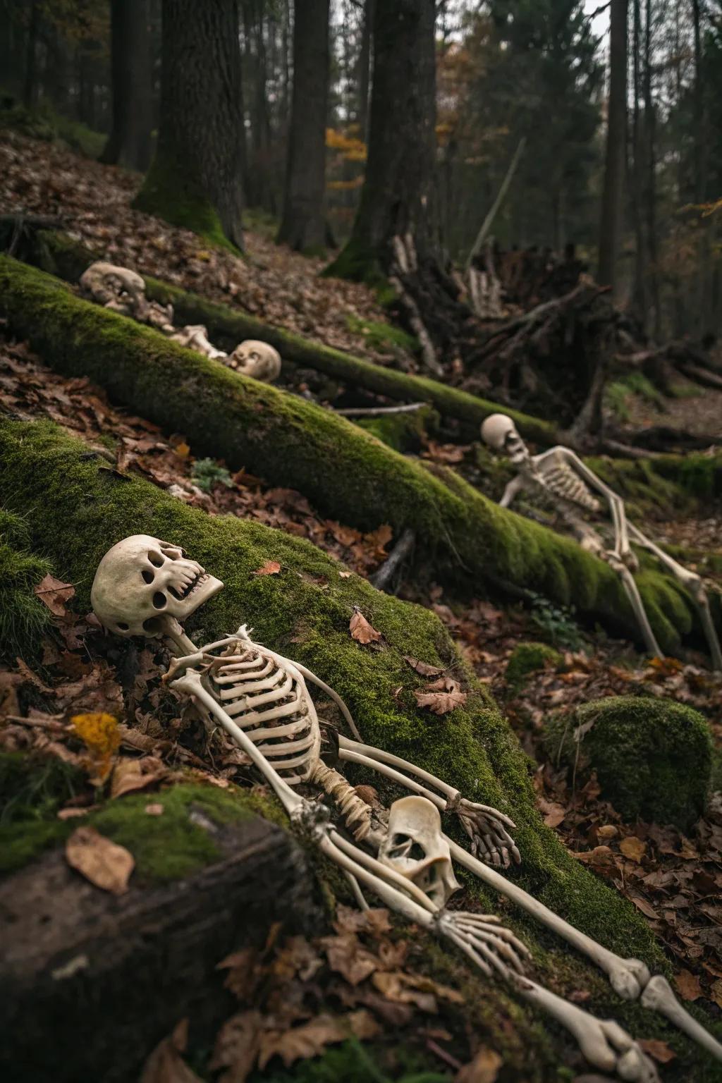 Skeletons contribute a classic touch of terror to any haunted location.