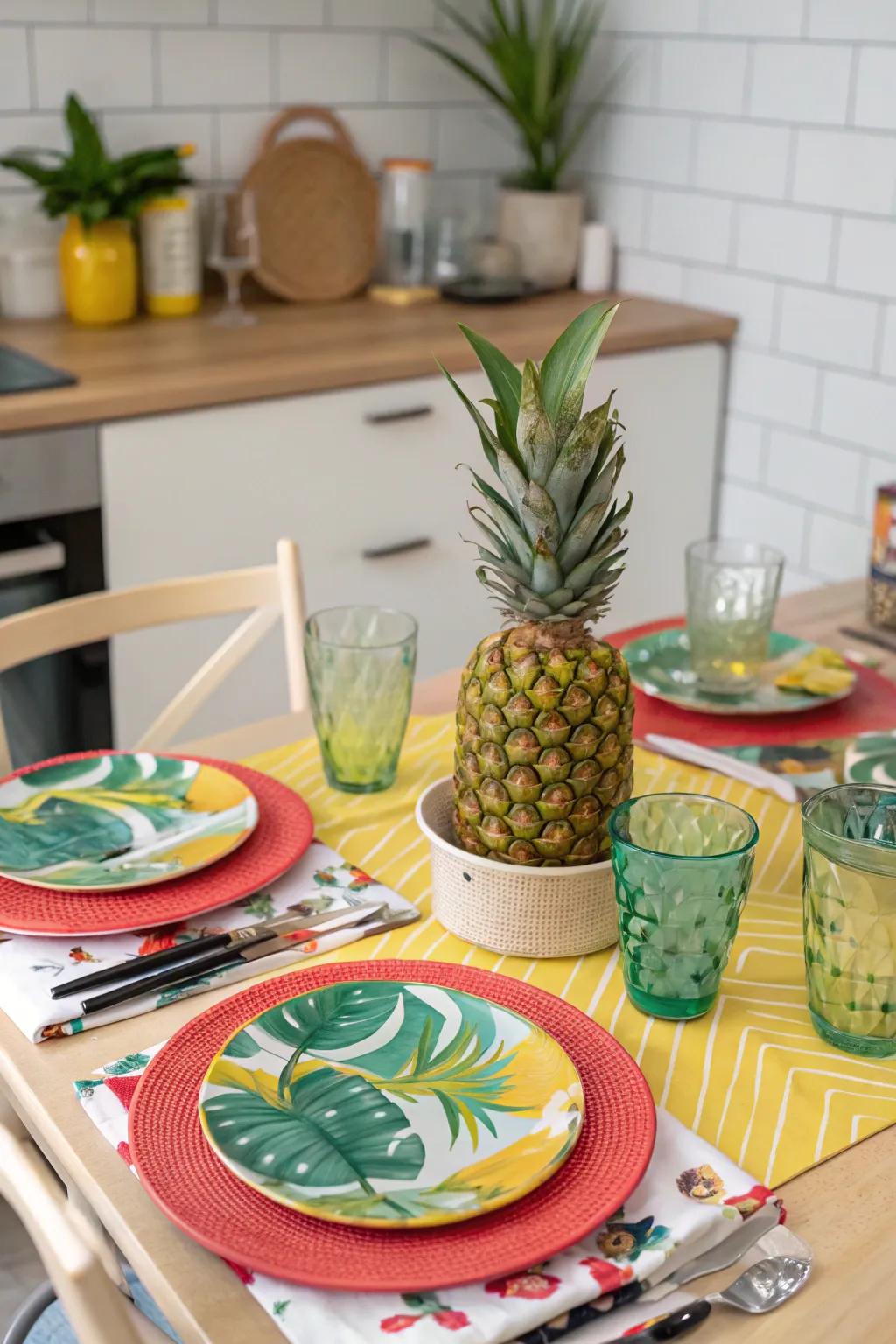 Pineapples serve as both a delicious treat and a gorgeous decor piece.