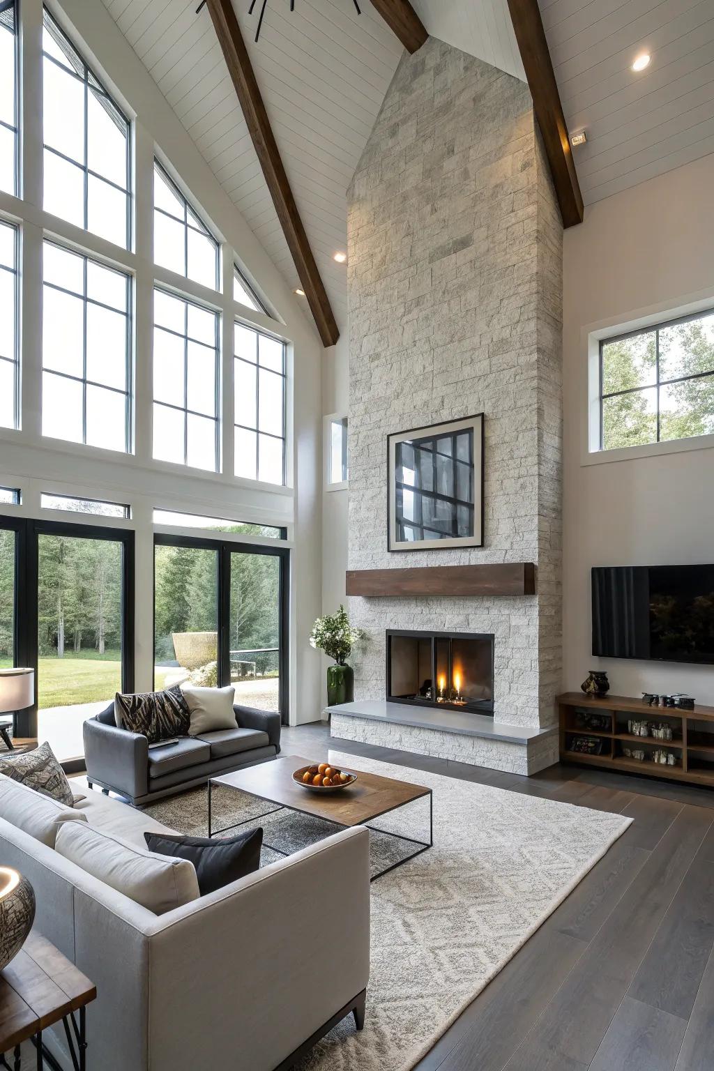 Allow your fireplace to dominate with a daring, modern aesthetic.