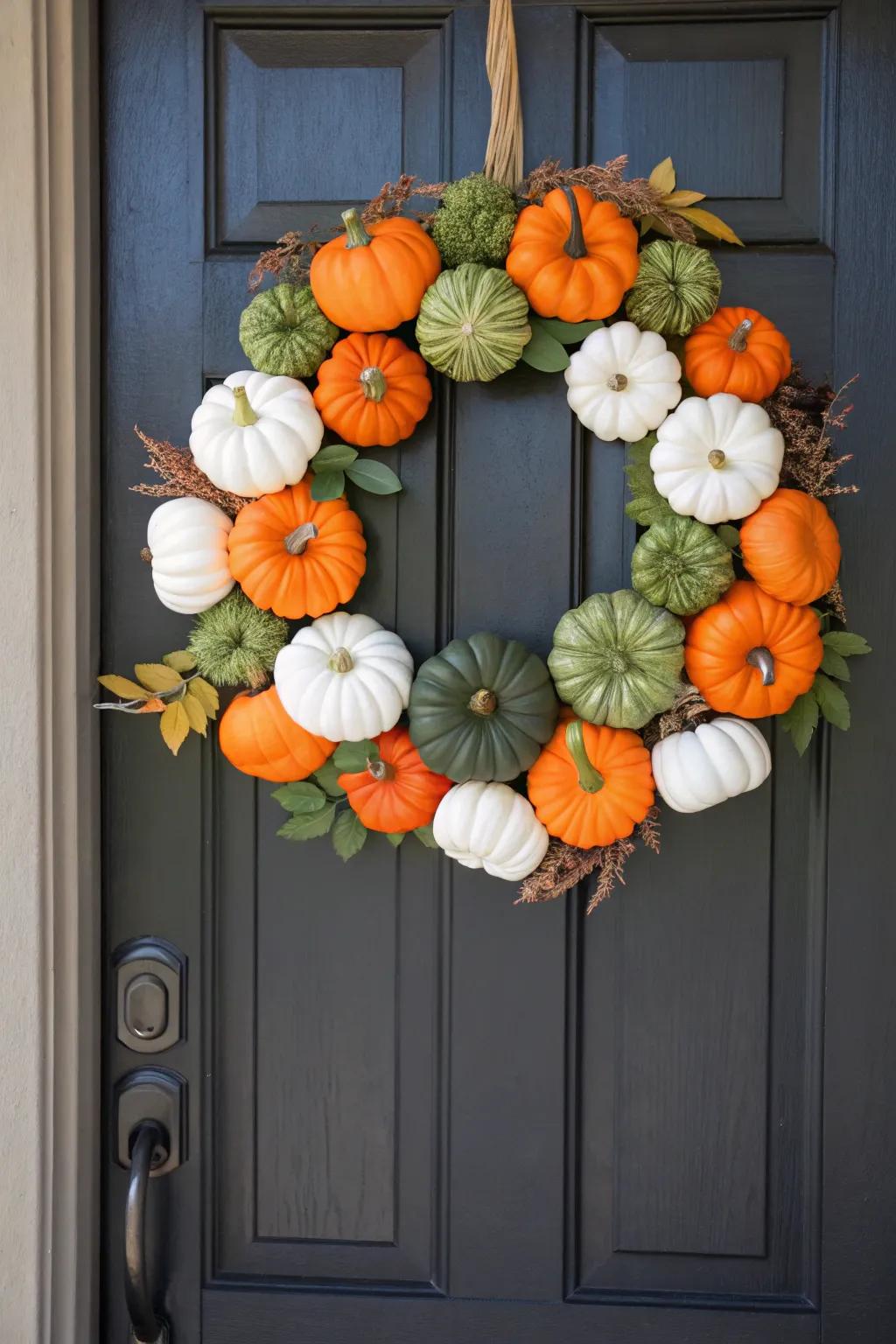 Transport the gourd garden to your entryway with this vibrant wreath.