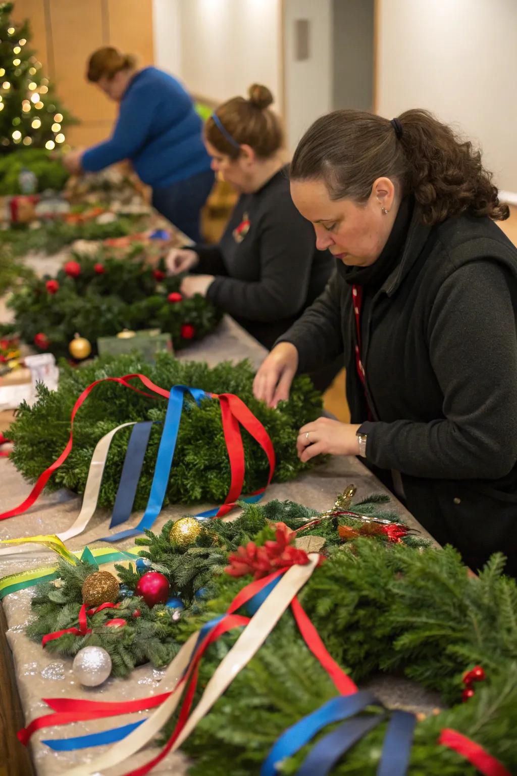 Enjoy creative expression with friends at a wreath-making gathering.
