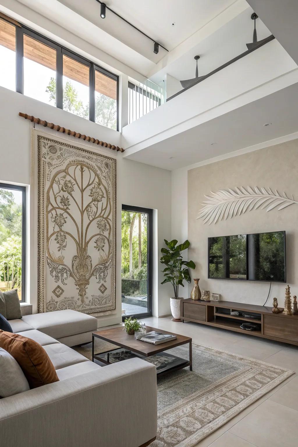 An eye-catching piece of wall art that enhances the overall look of a modern living space.