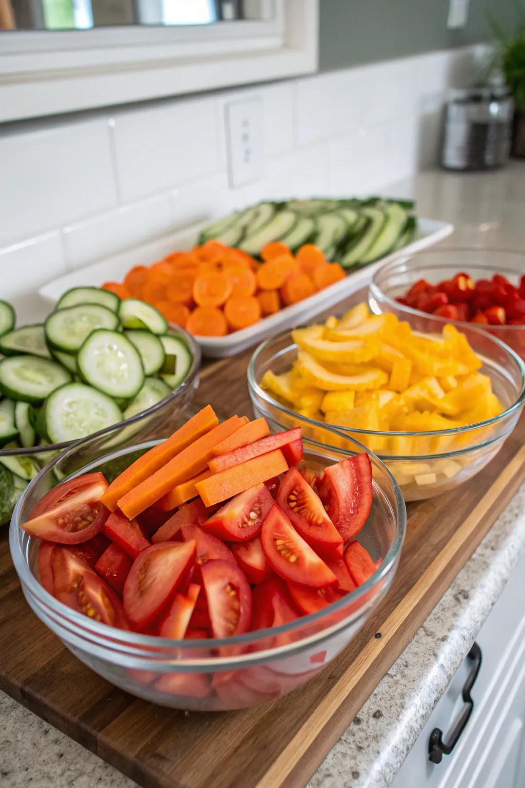 Bright and colorful vegetables ready to enhance your salad.