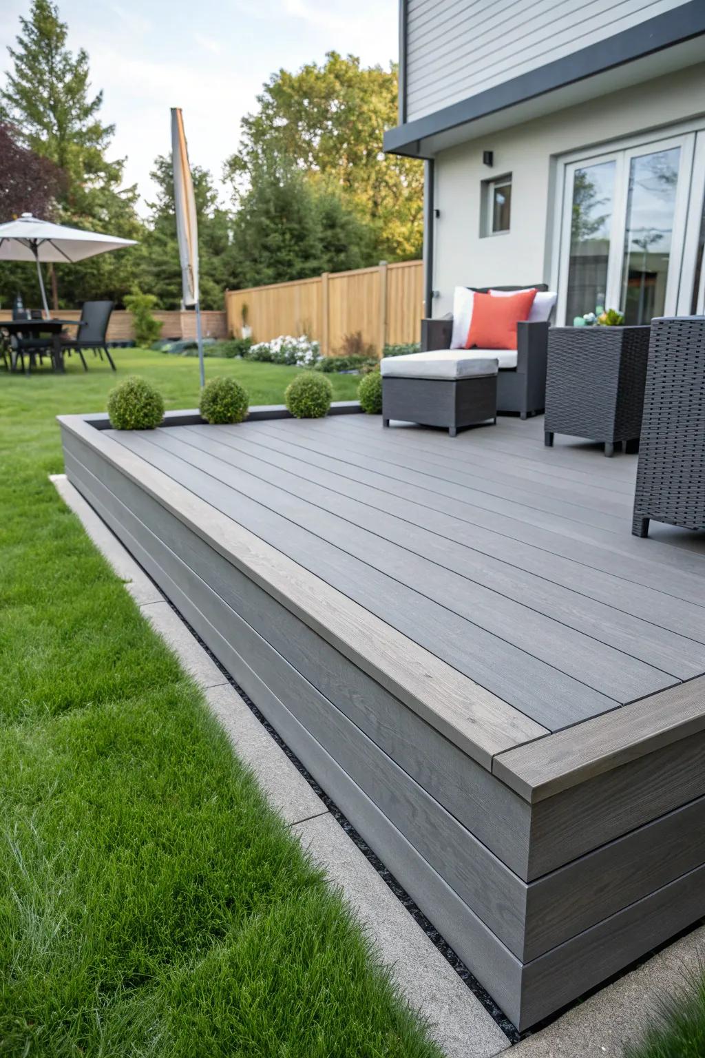 Composite skirting delivers a sleek, modern finish.