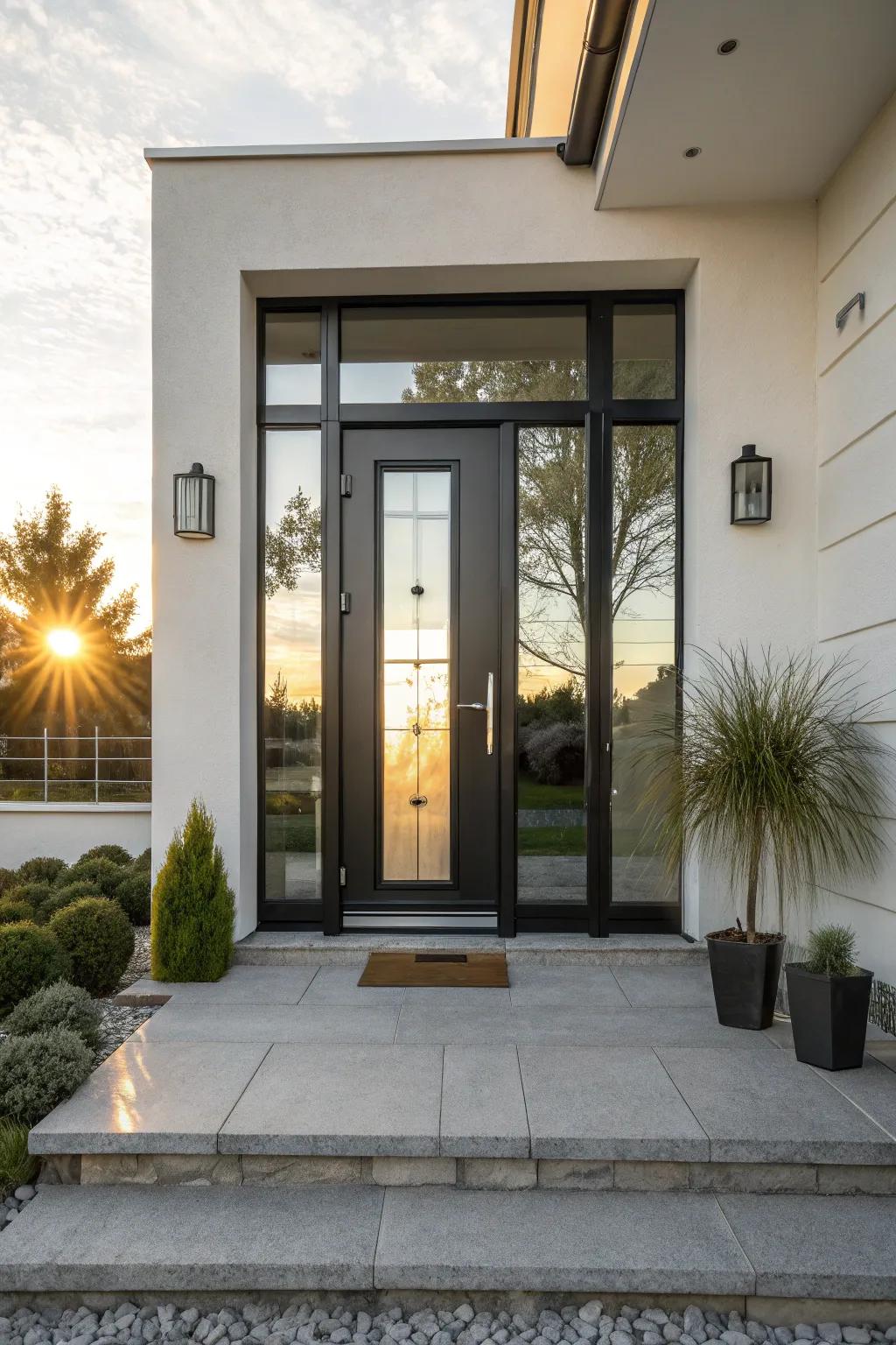 Modern clear panes that illuminate and add flair to your entrance.