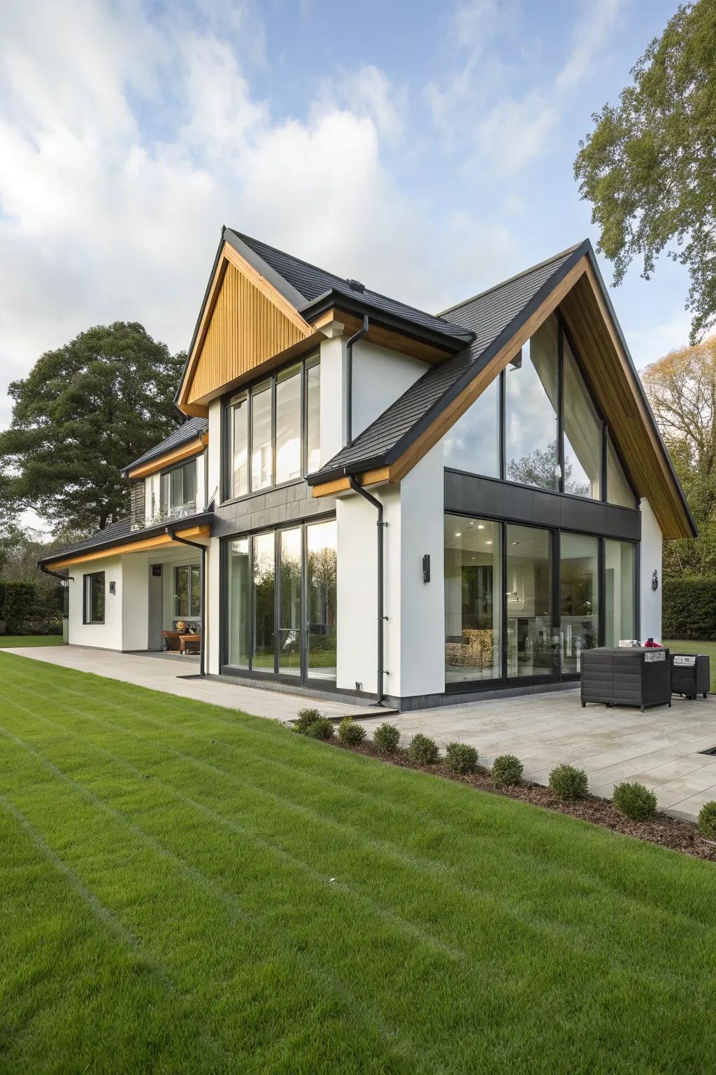 Beautiful contrasting trim shades inject vibrancy into this contemporary home.