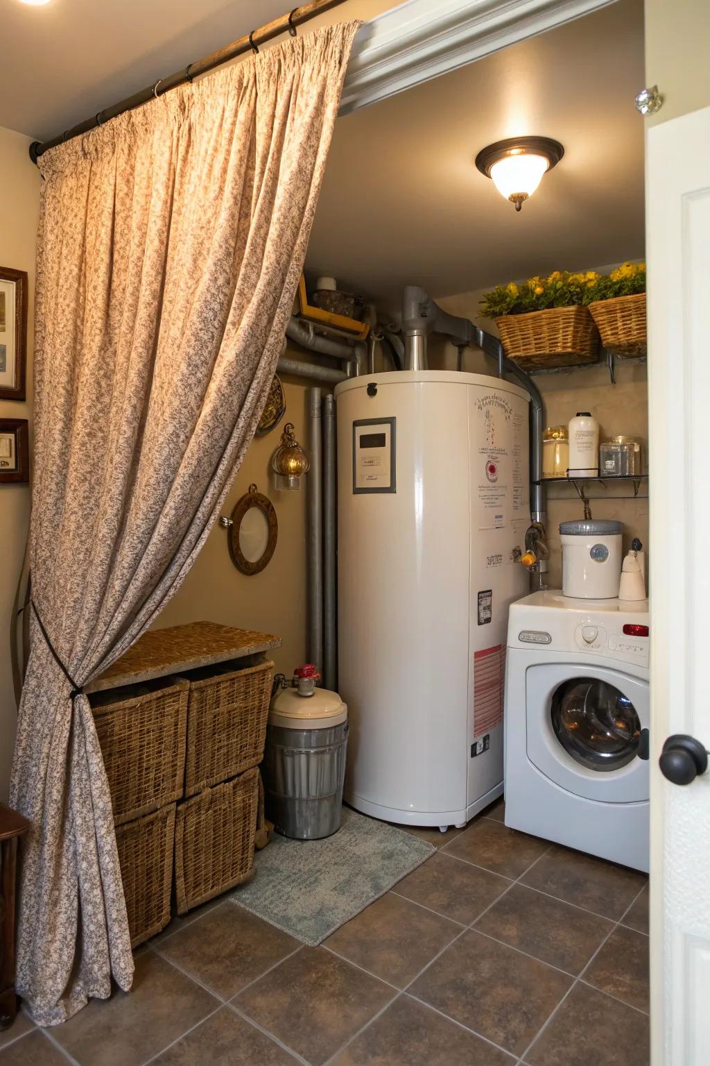 Curtains deliver a budget-friendly and rapid concealing option.