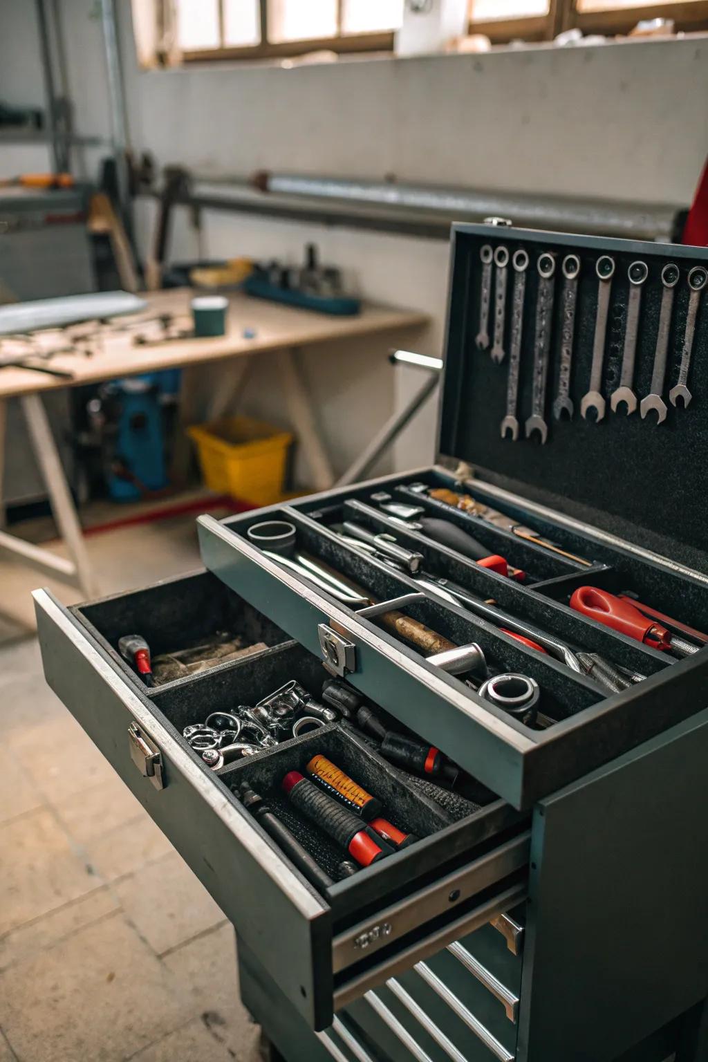 Compartmentalization aids in maintaining order among your tools.