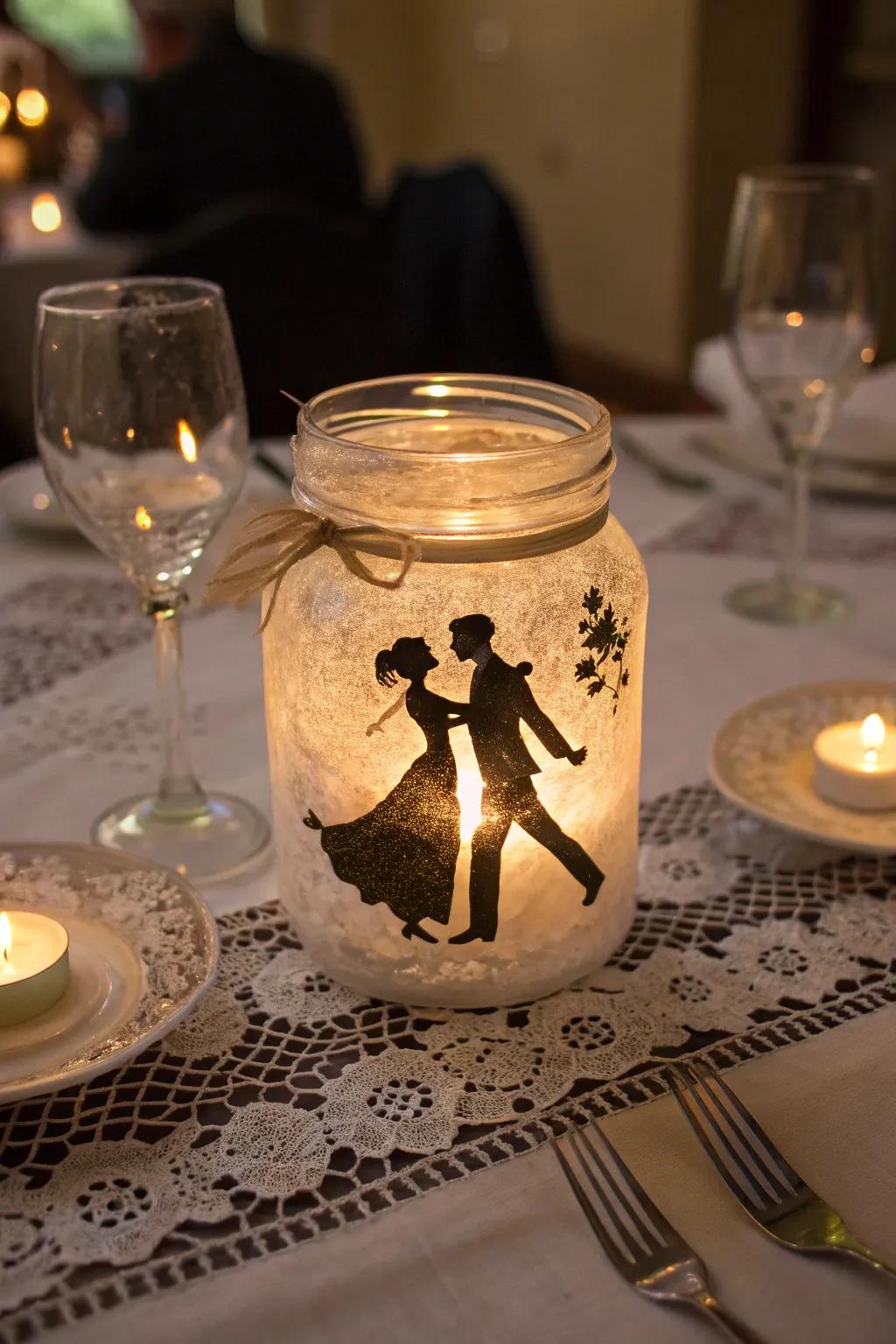 Silhouette art creates a romantic ambiance when lit from within.