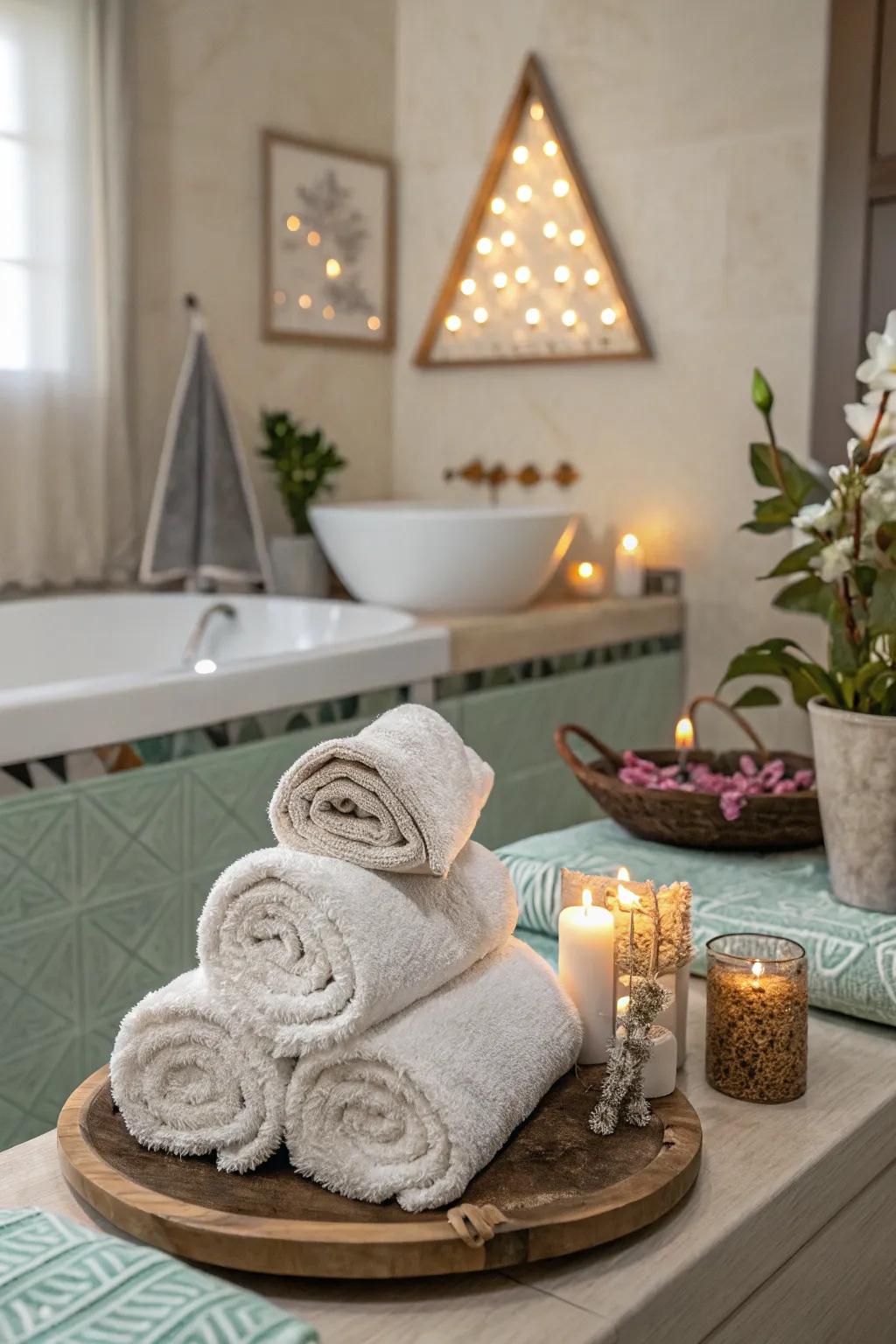 With this lavish towel roll, you’ll feel as though you’ve been transported to a spa.