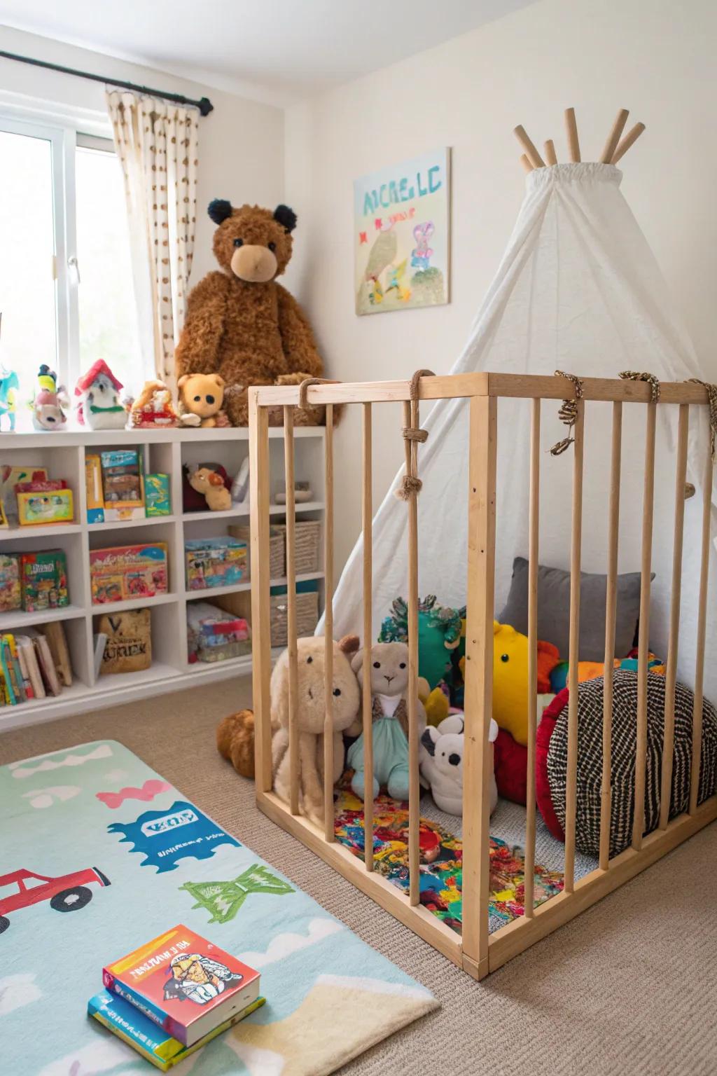 A fun 'park' maintains stuffed animals in an orderly manner.