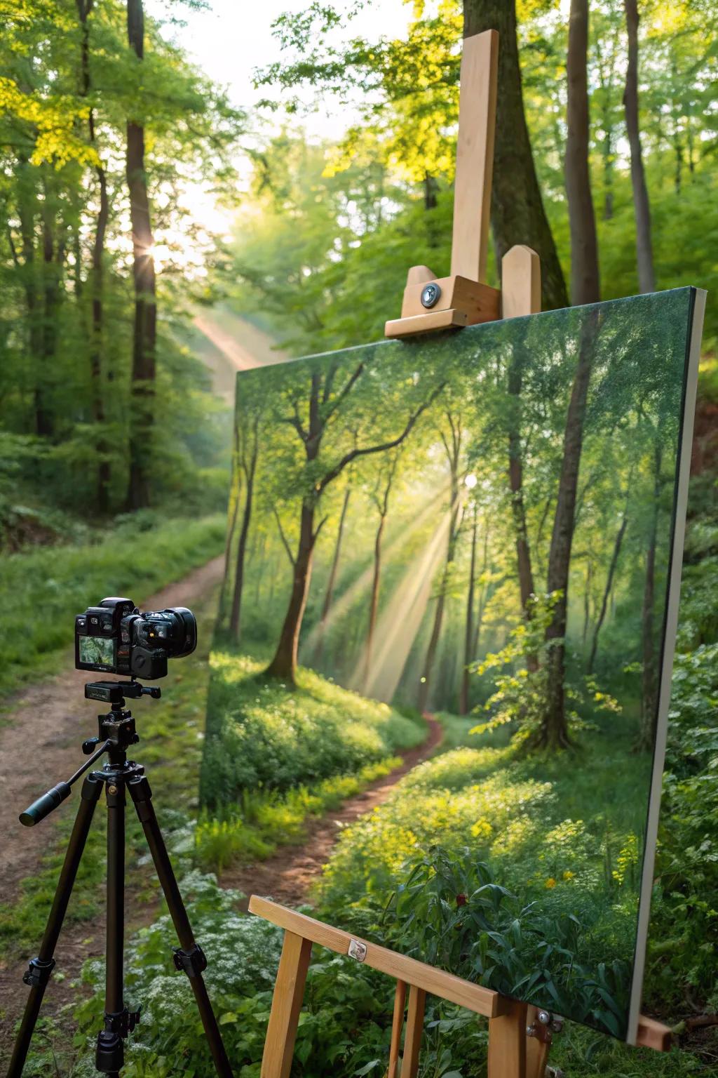 A peaceful forest with enchanting light.