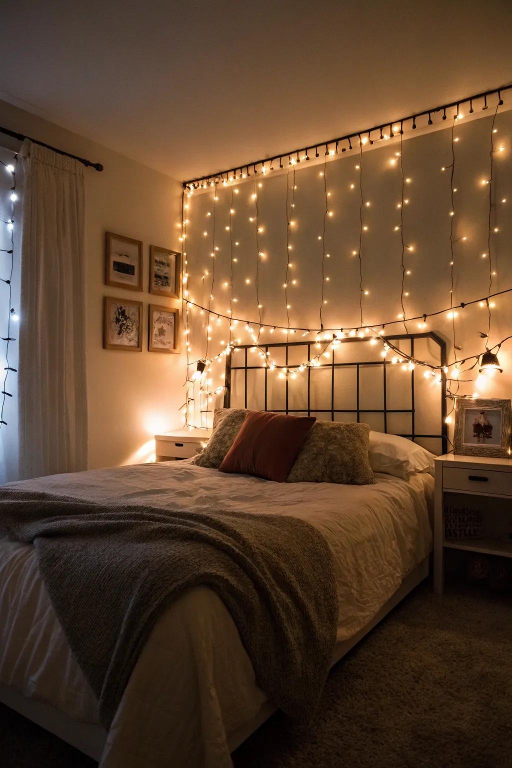 With fairy lights, you can make your bedroom feel warm and intimate.