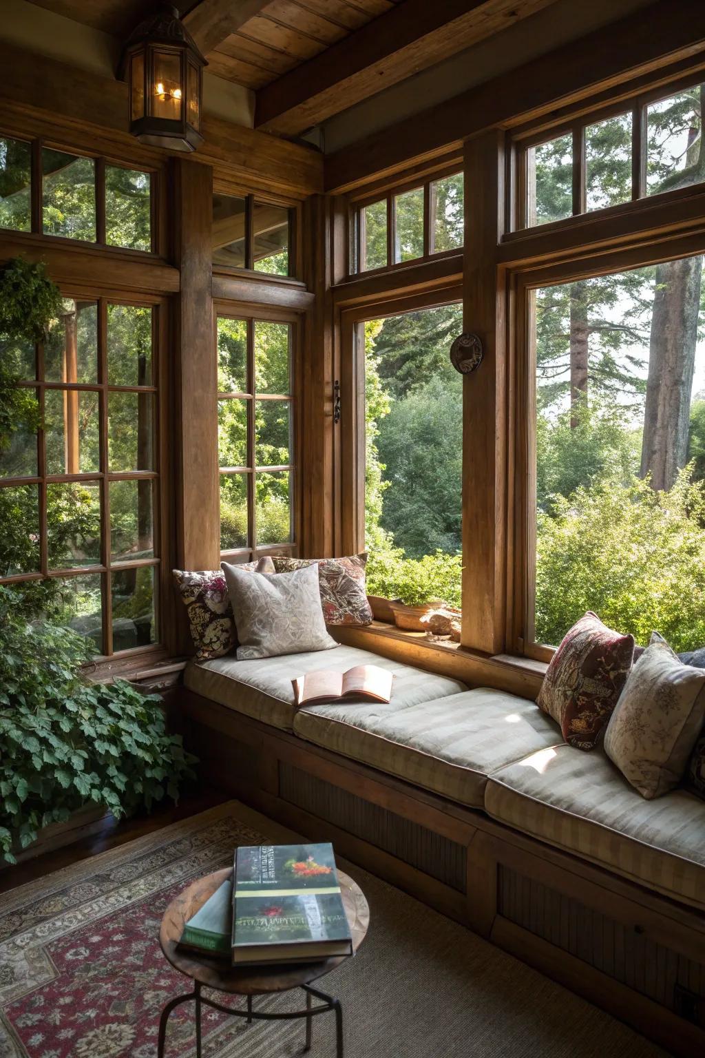 Natural timber frames for a cozy and inviting space.