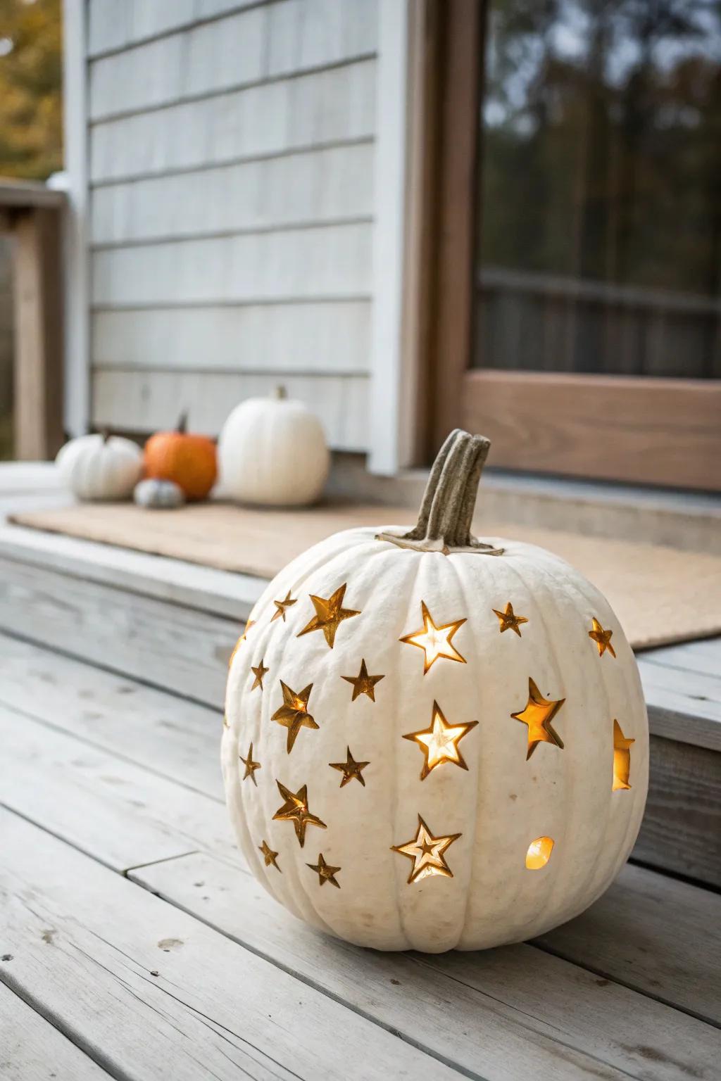 Illuminate your night with a celestial constellation-carved pumpkin masterpiece.