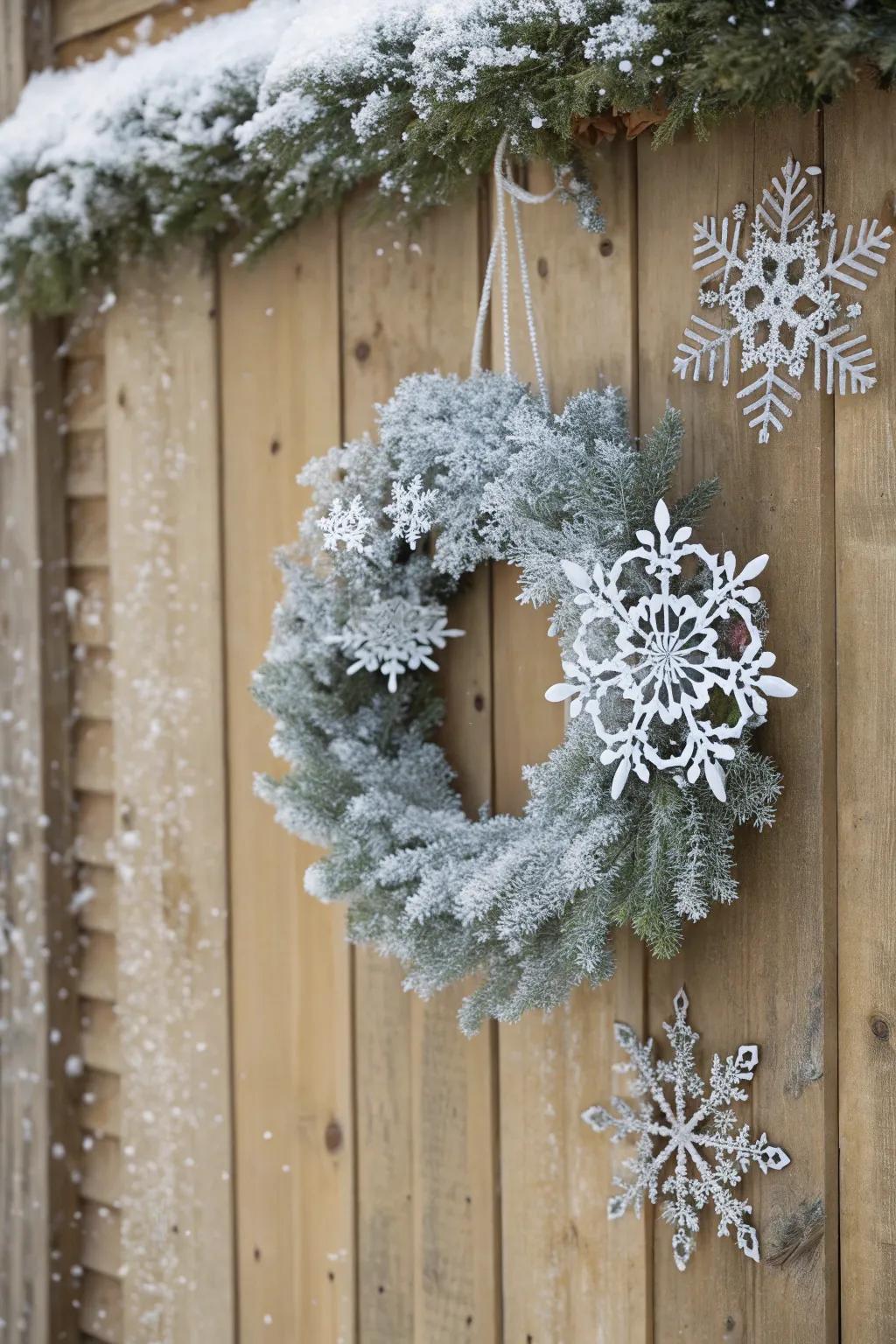 Convert your area into a winter wonderland with garlands ornamented with snowflakes.