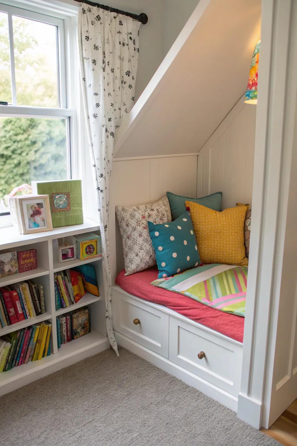 An enchanting reading nook that inspires young readers to explore books.