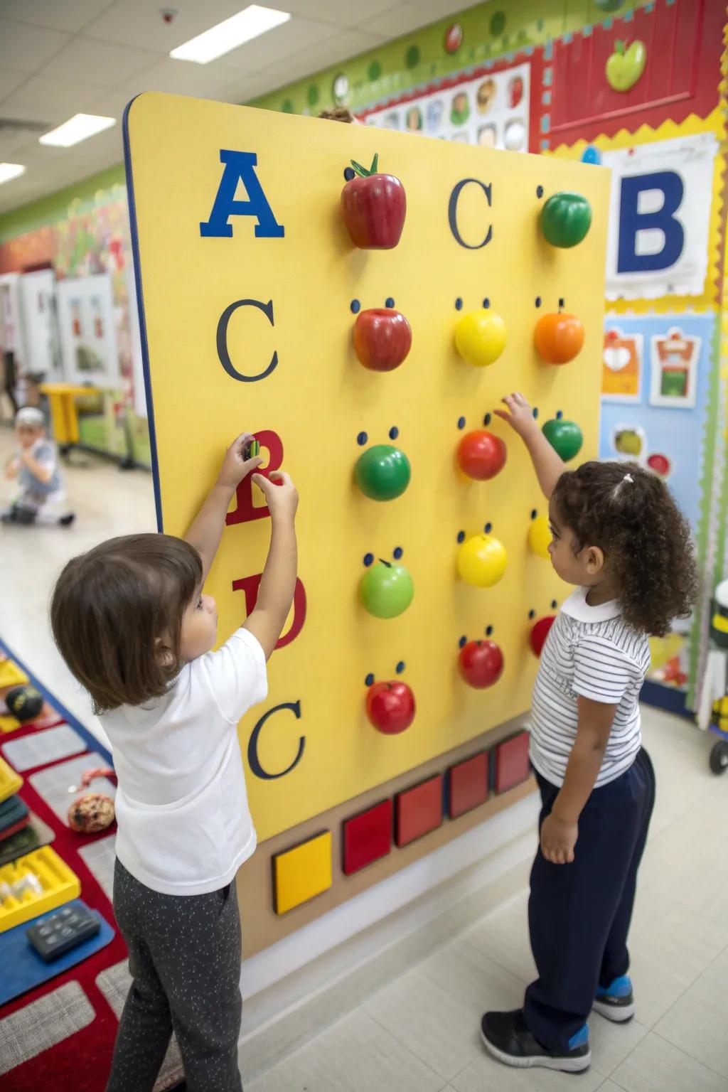 An interactive alphabet showcase that encourages children to discover letters using all their senses.