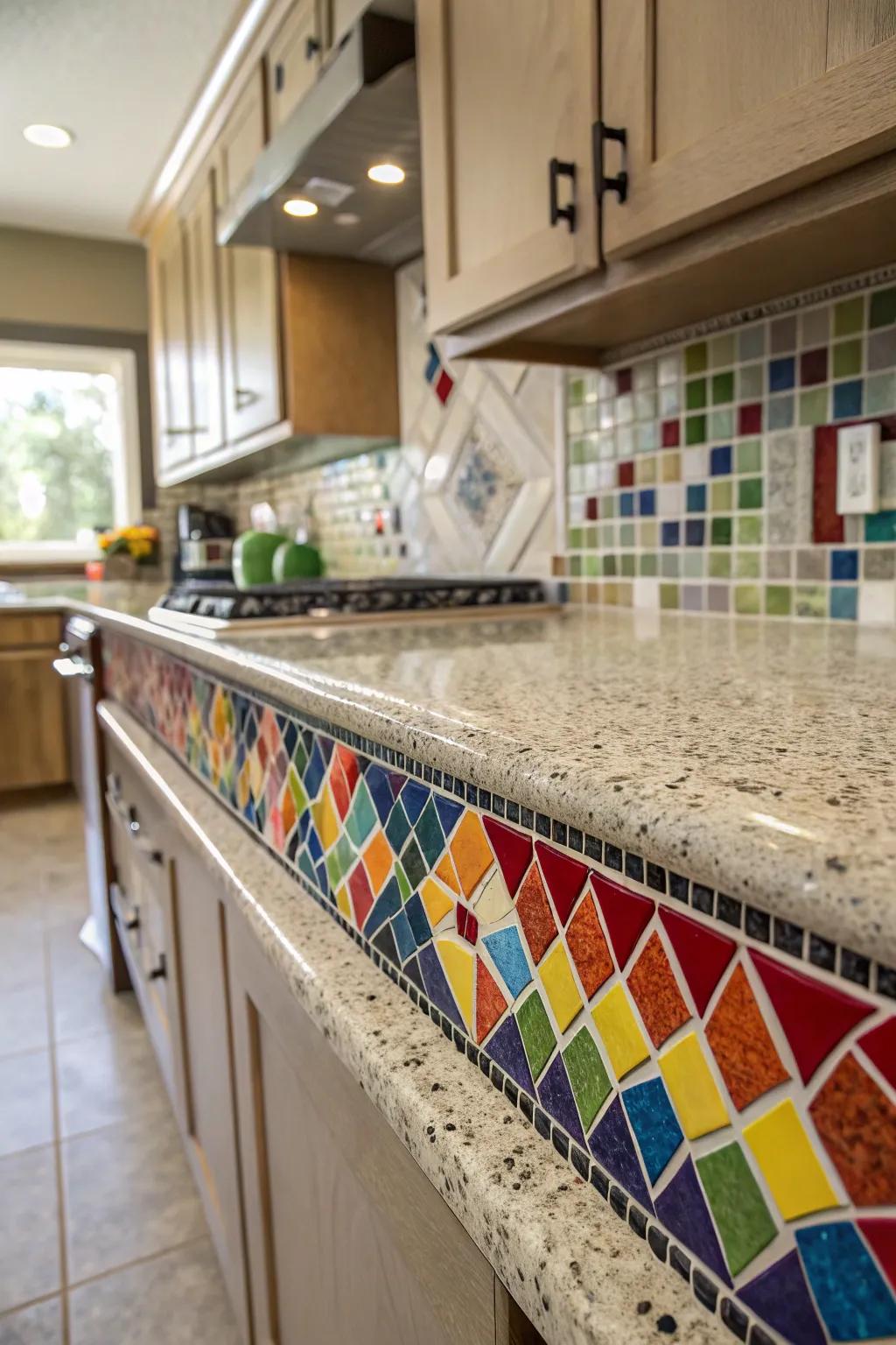 Detailed tile borders give a textured, eye-catching point of focus.