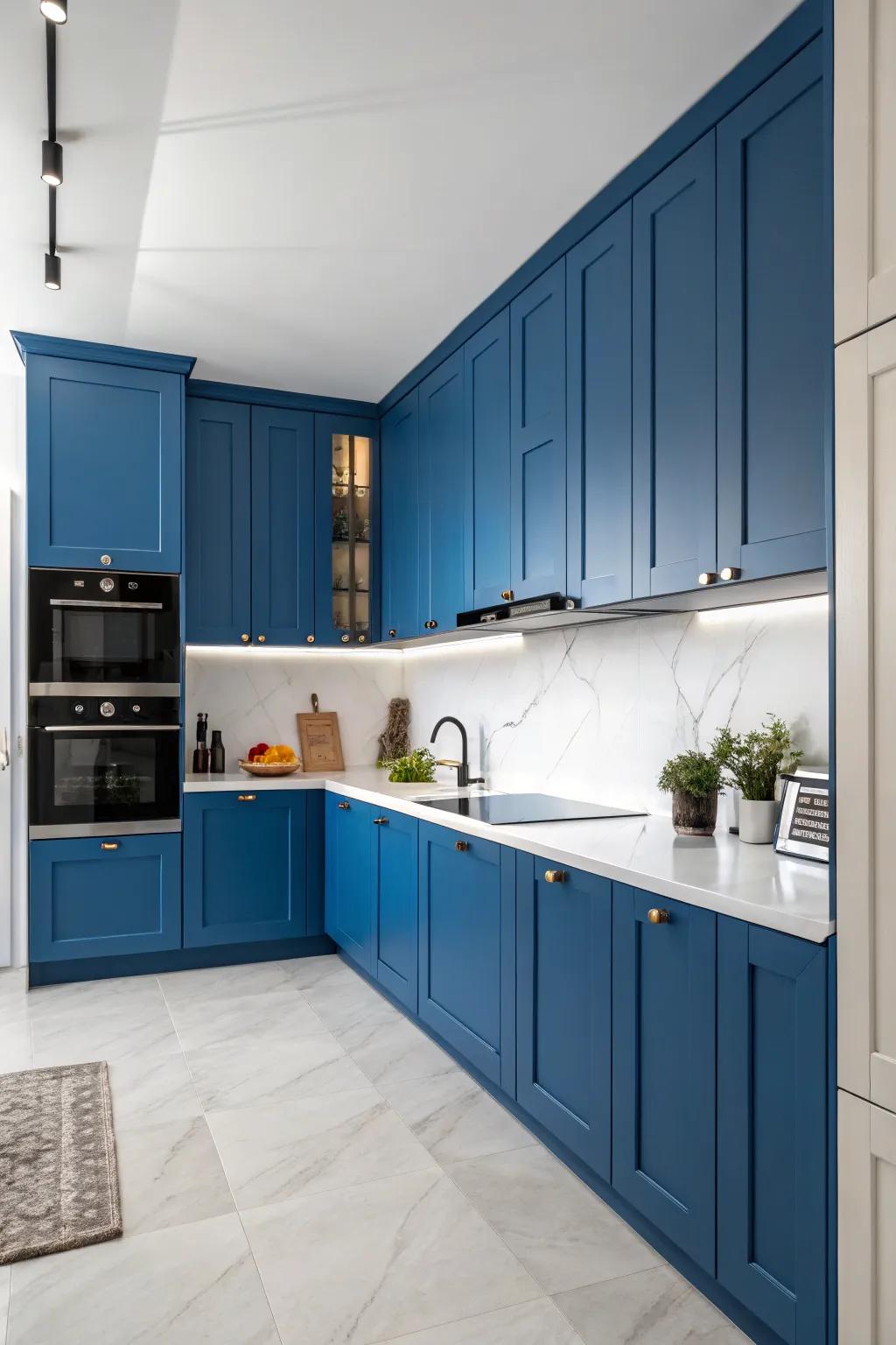 Striking cerulean embellishments inject an energetic dynamic into every kitchen.