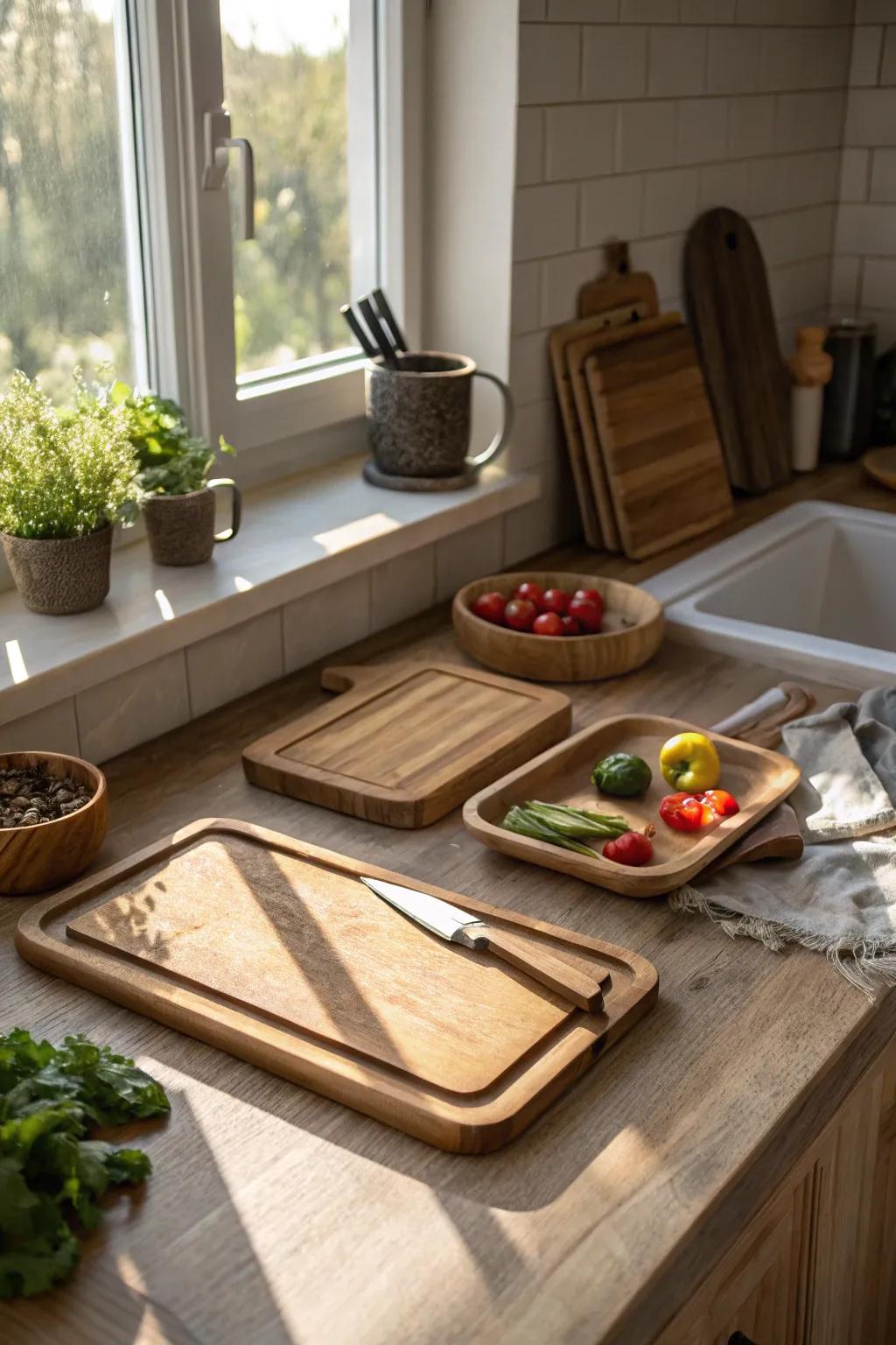 Timber details enhancing the warmth of kitchen decor.