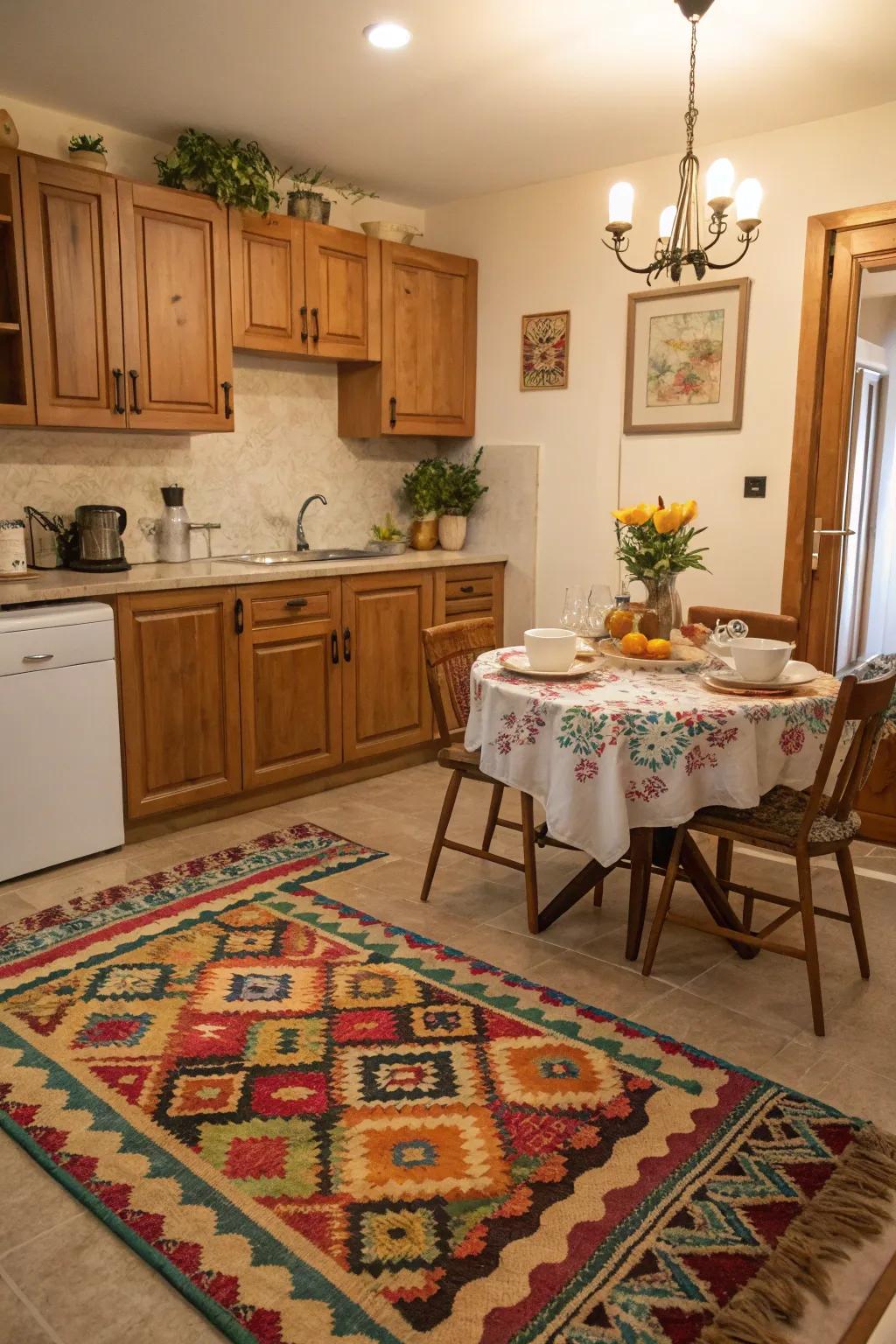 The atmosphere of your kitchen can be completely changed by a carefully chosen rug.