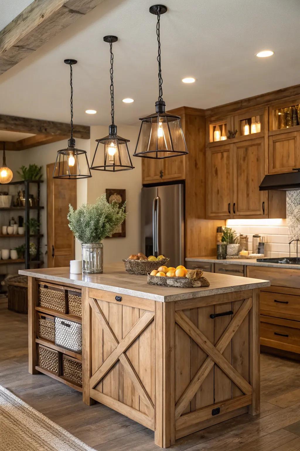 Country pendant lights introduce comfort and charm.