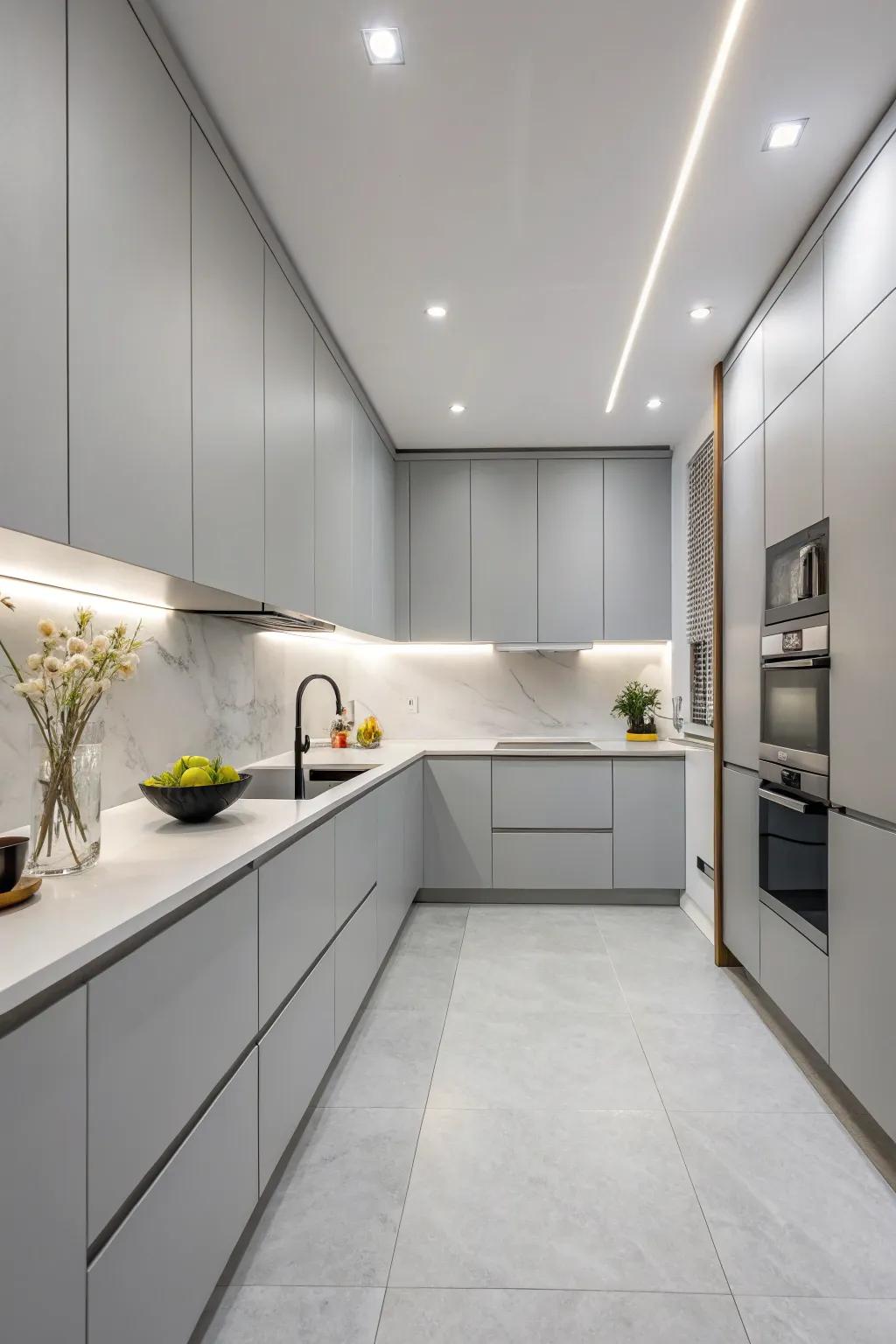 Elegance is achieved through simplicity in this minimalist kitchen design.