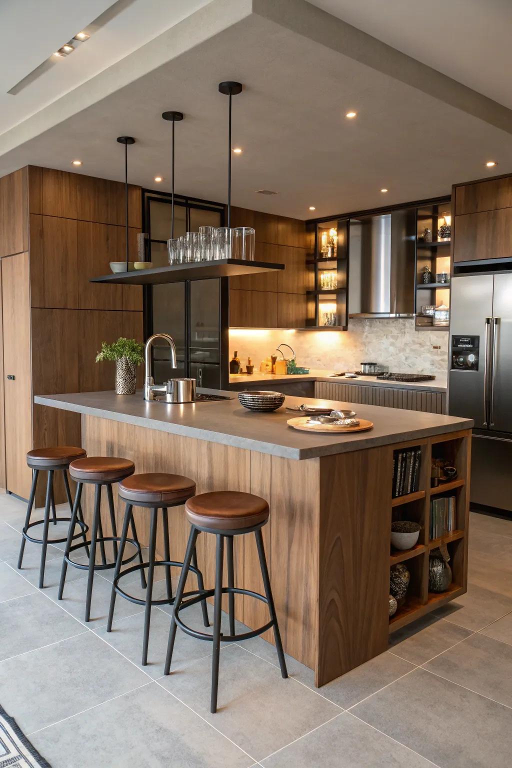 Island seating transforms your kitchen into a social hub.