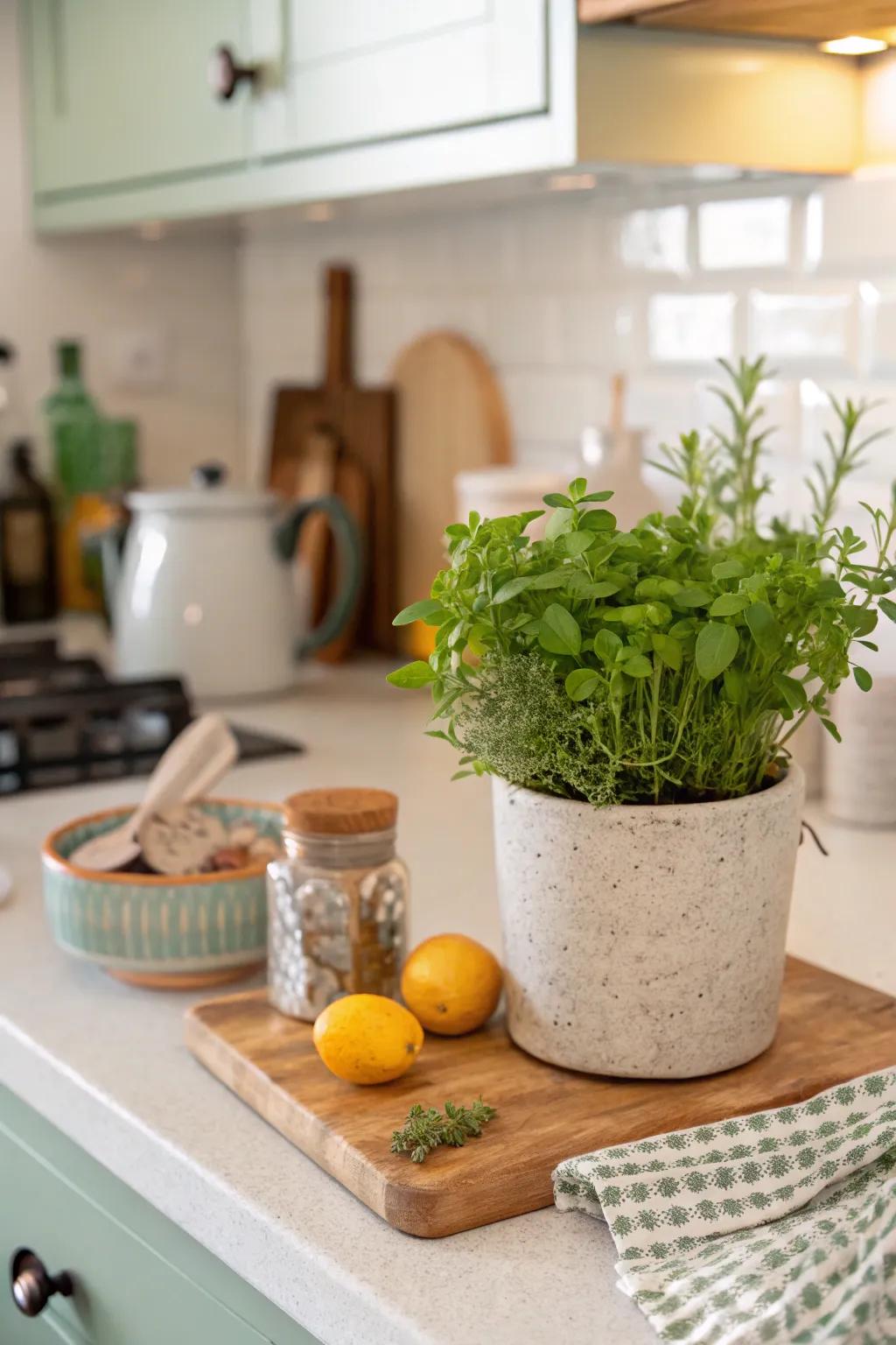 A touch of green adds freshness to your kitchen display.