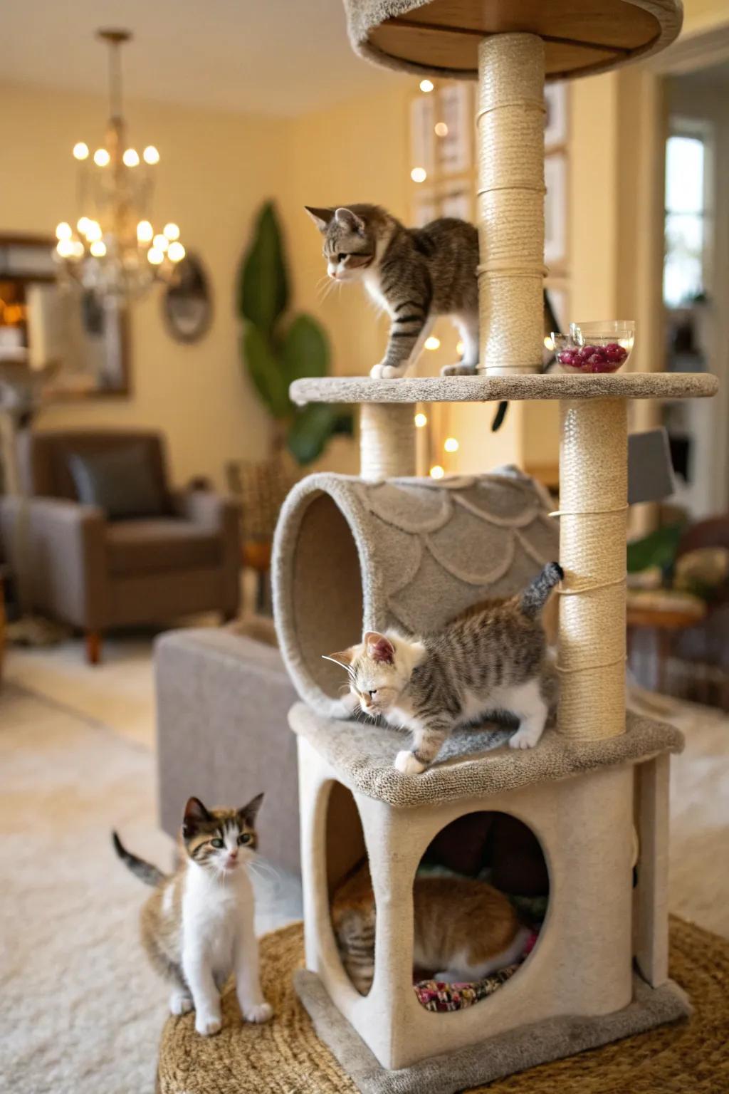 An attractive cat structure supplying vertical escapades for energetic kittens.