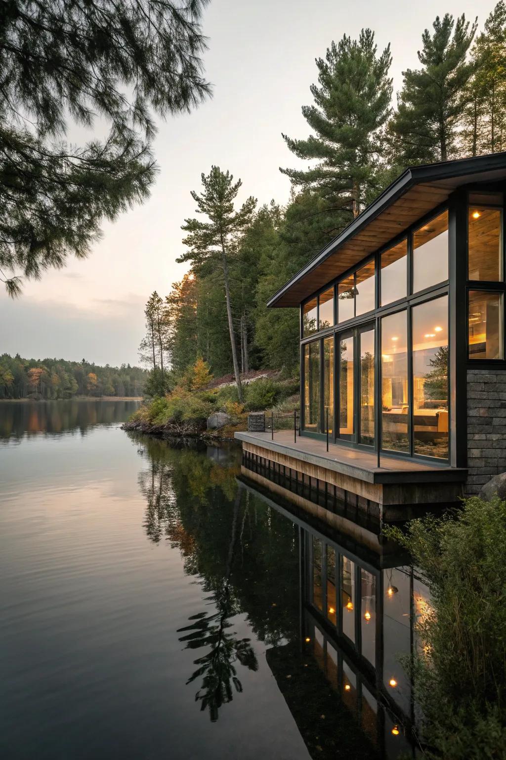 Wall-to-wall windows capturing the magnificence of the setting.