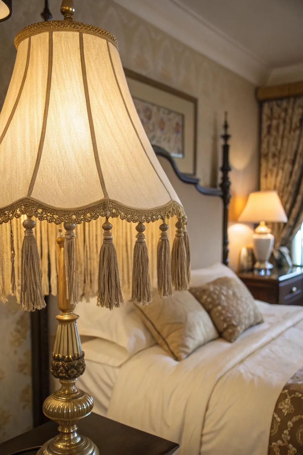 Enhance your lampshade with elegant tassels for a touch of class.